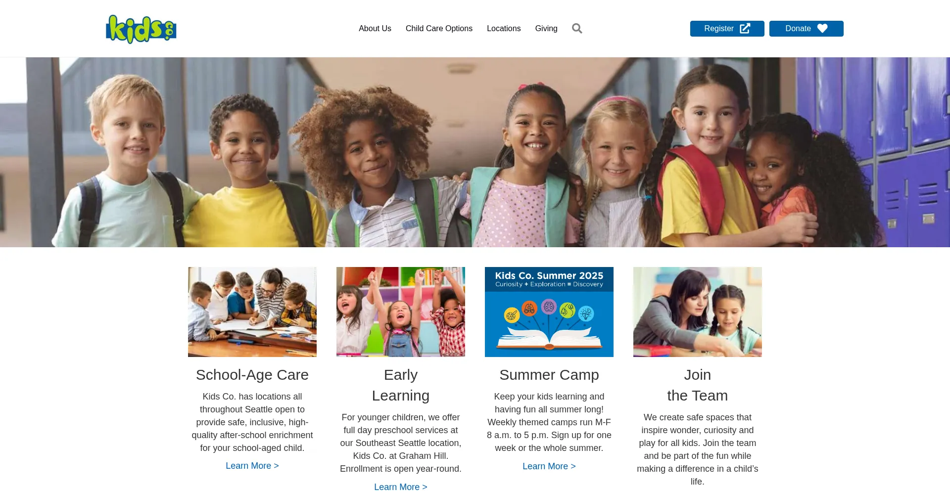 Website screenshot of Kidscompany.org