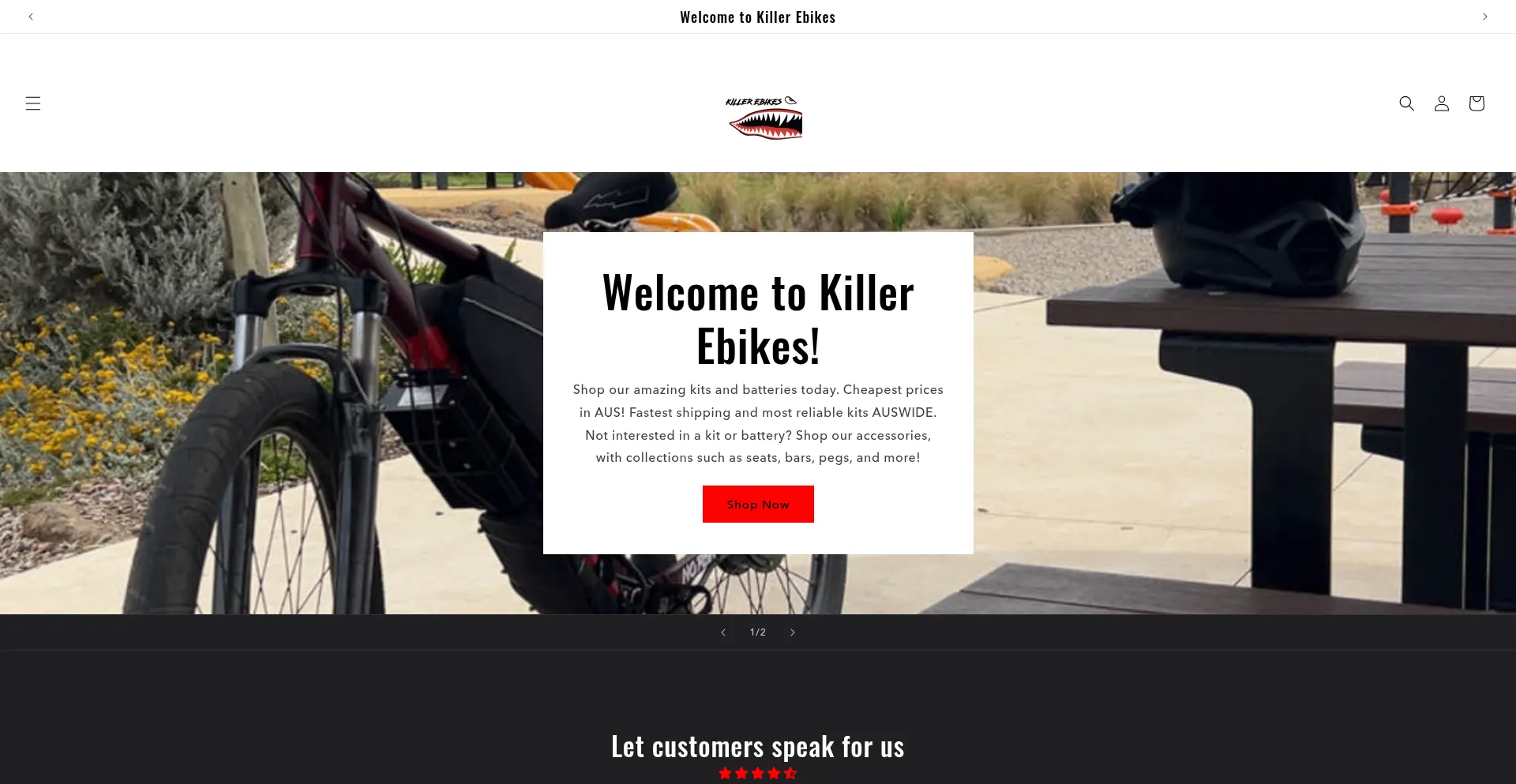 Website screenshot of Killerebikes.com