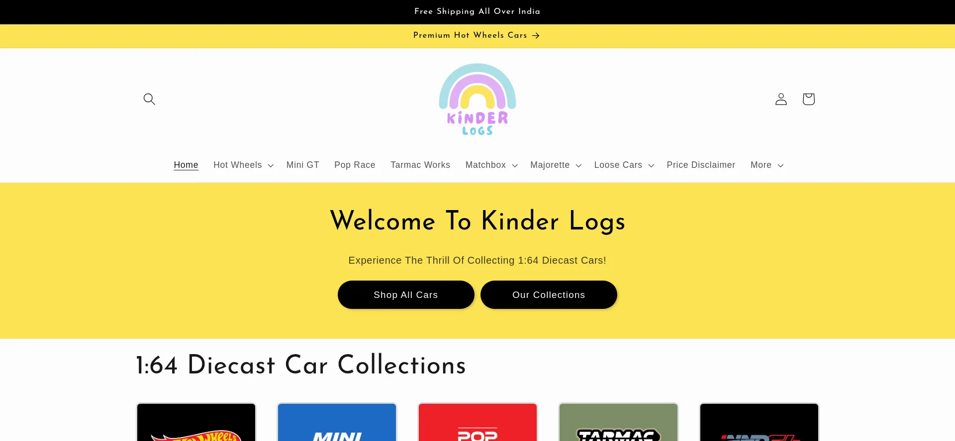Website screenshot of Kinderlogs.in