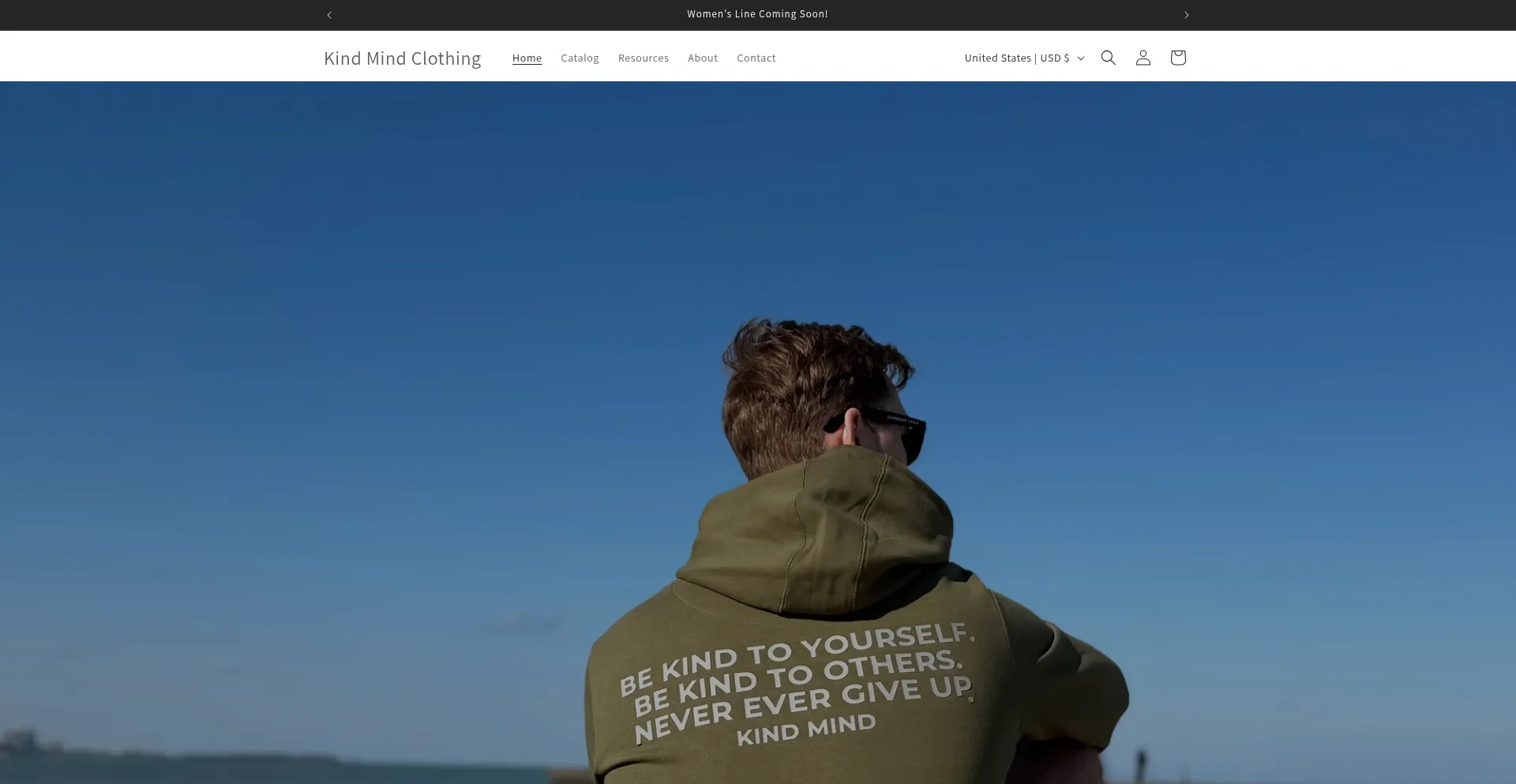 Website screenshot of Kindmindclothing.com