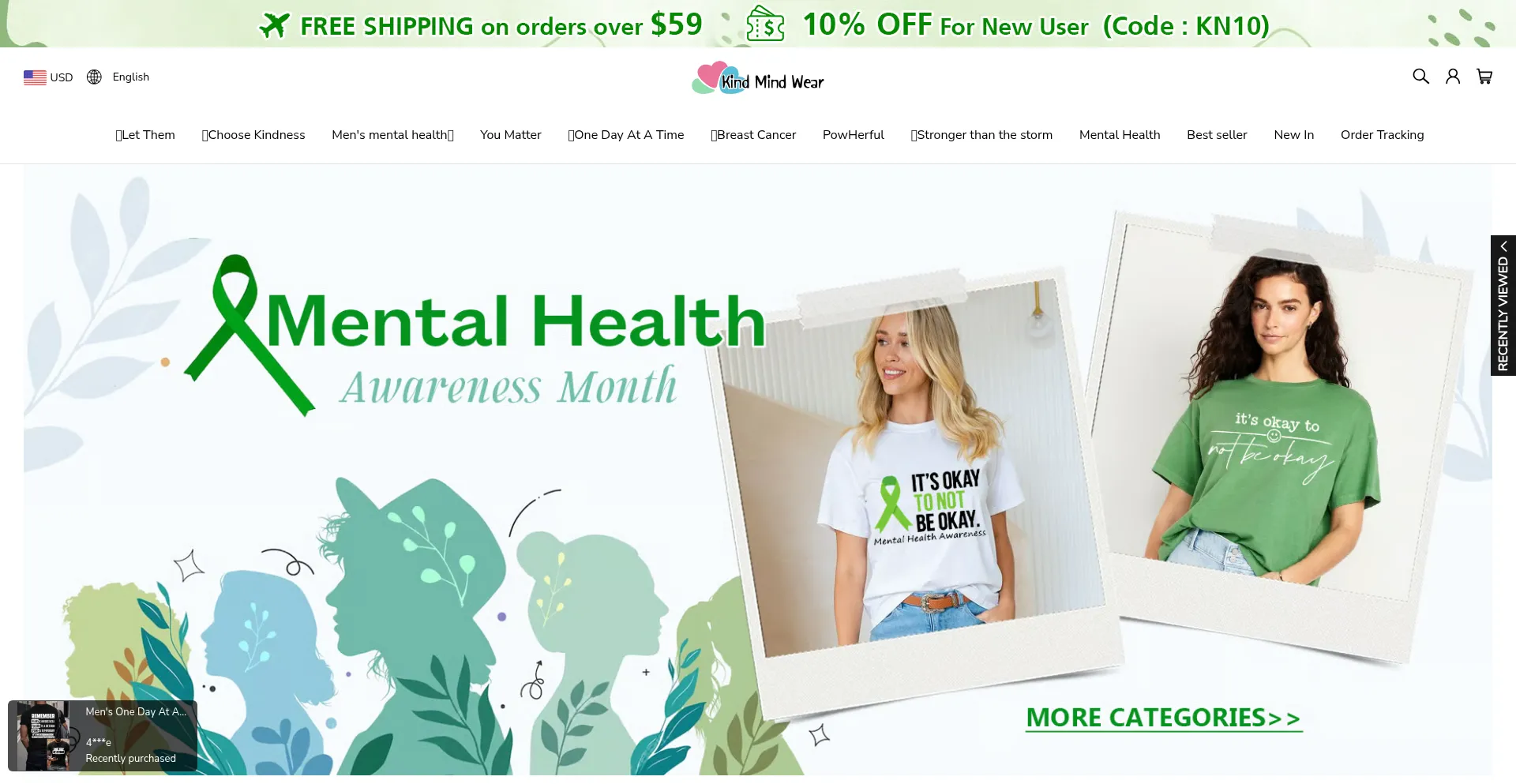 Website screenshot of Kindmindwear.com