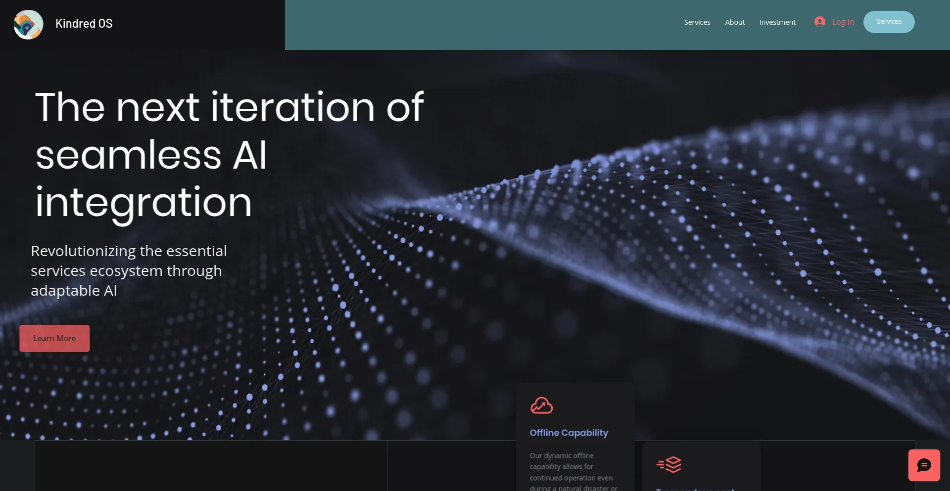Website screenshot of Kindredos.com