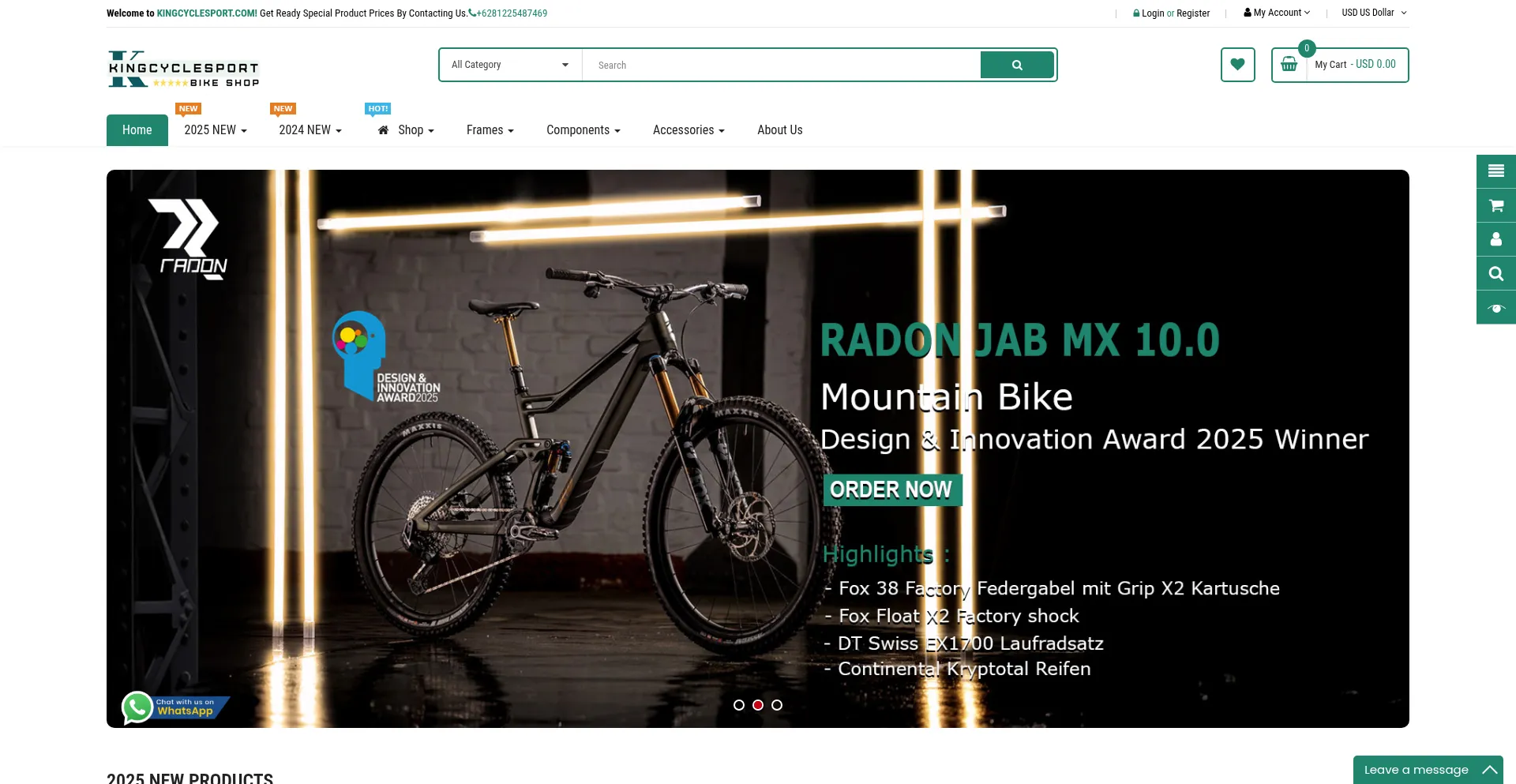 Website screenshot of Kingcyclesport.com