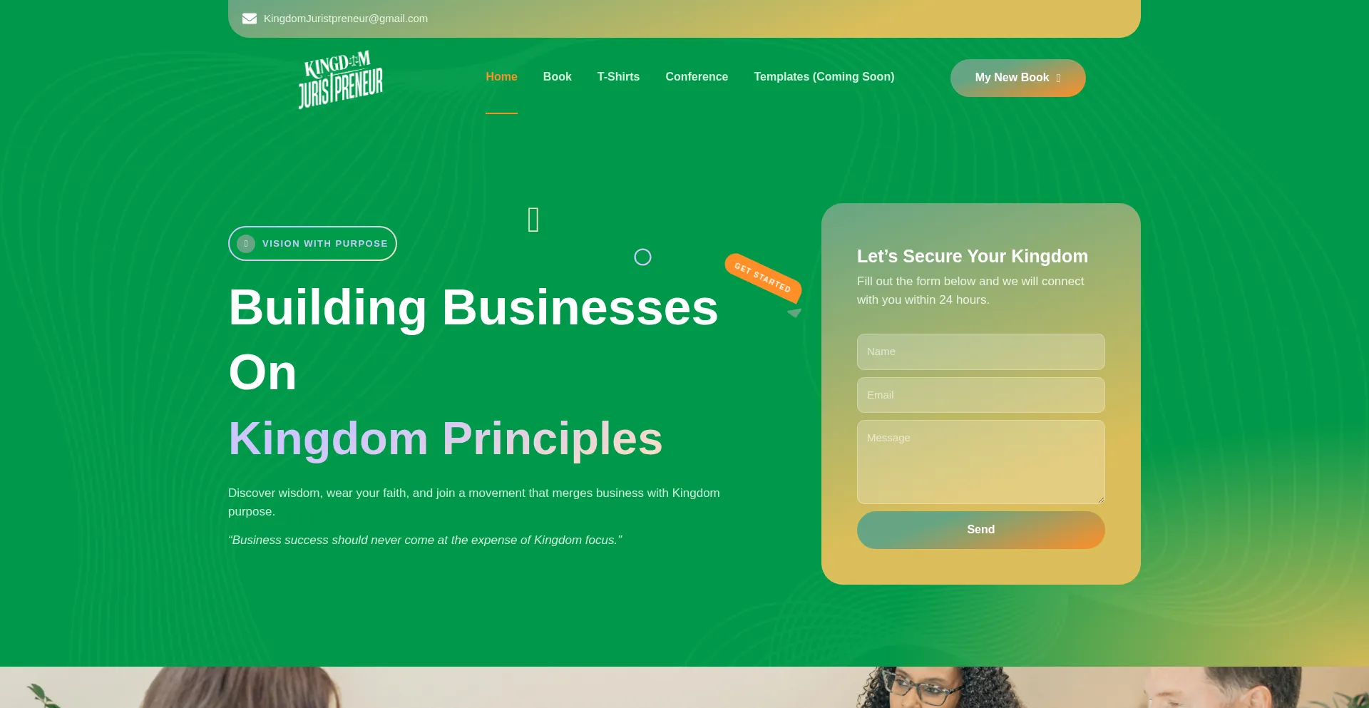 Website screenshot of Kingdomjuristpreneur.com