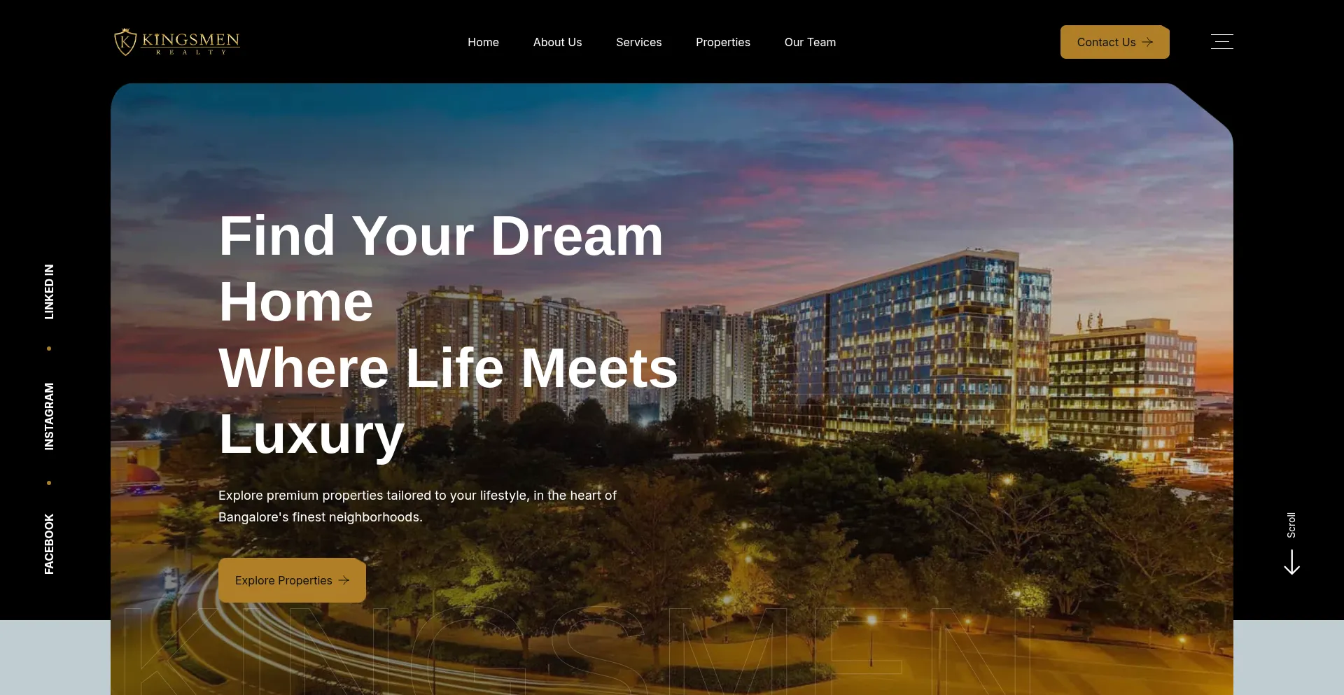 Website screenshot of Kingsmenrealty.com