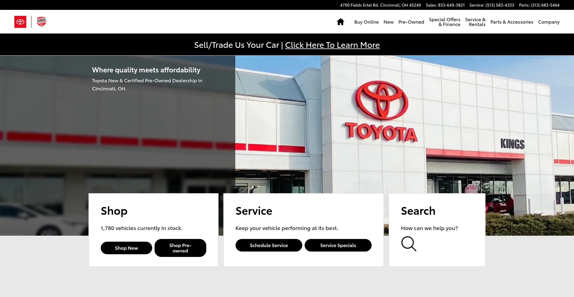 Website screenshot of Kingstoyota.com