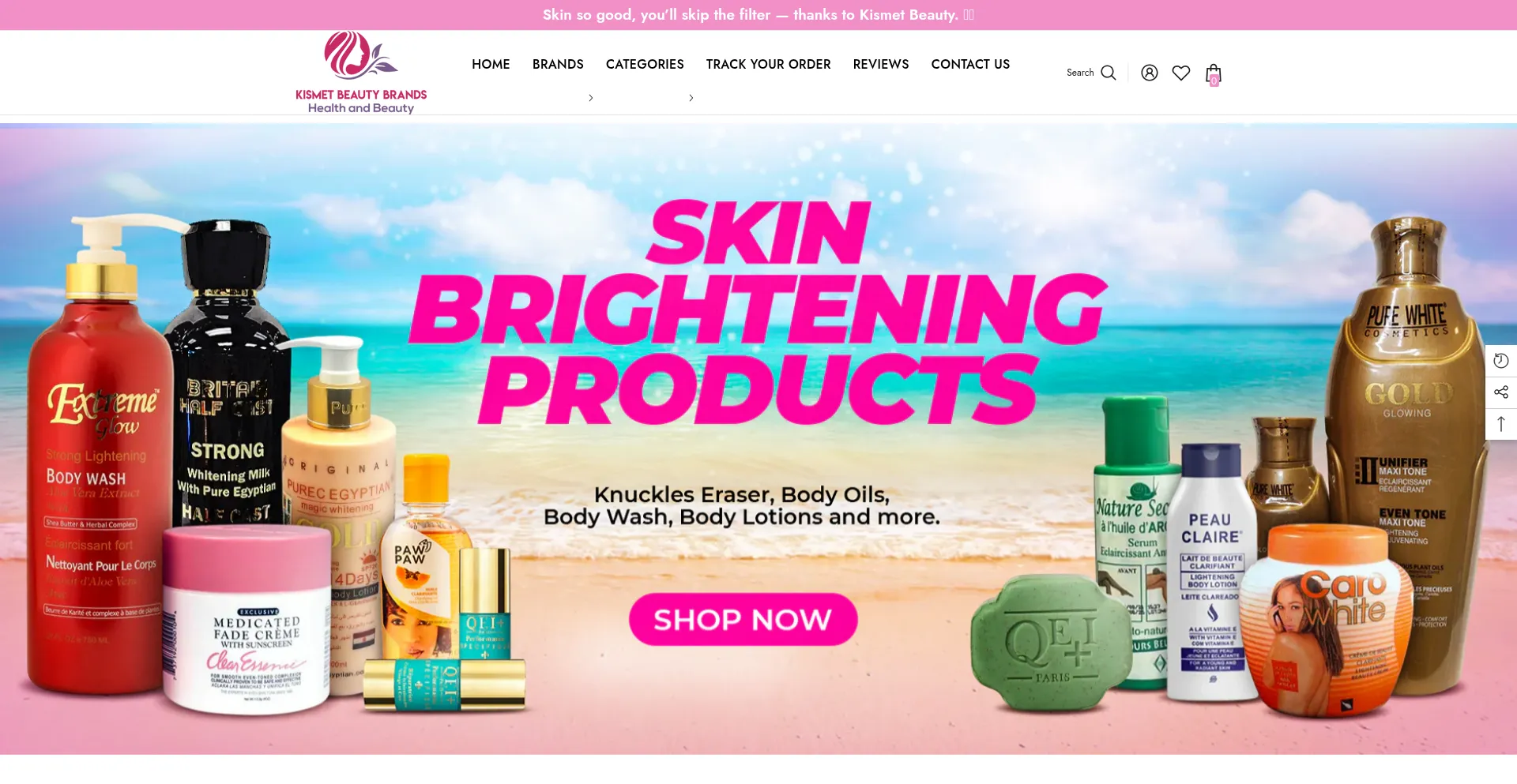 Website screenshot of Kismetbeautybrands.com