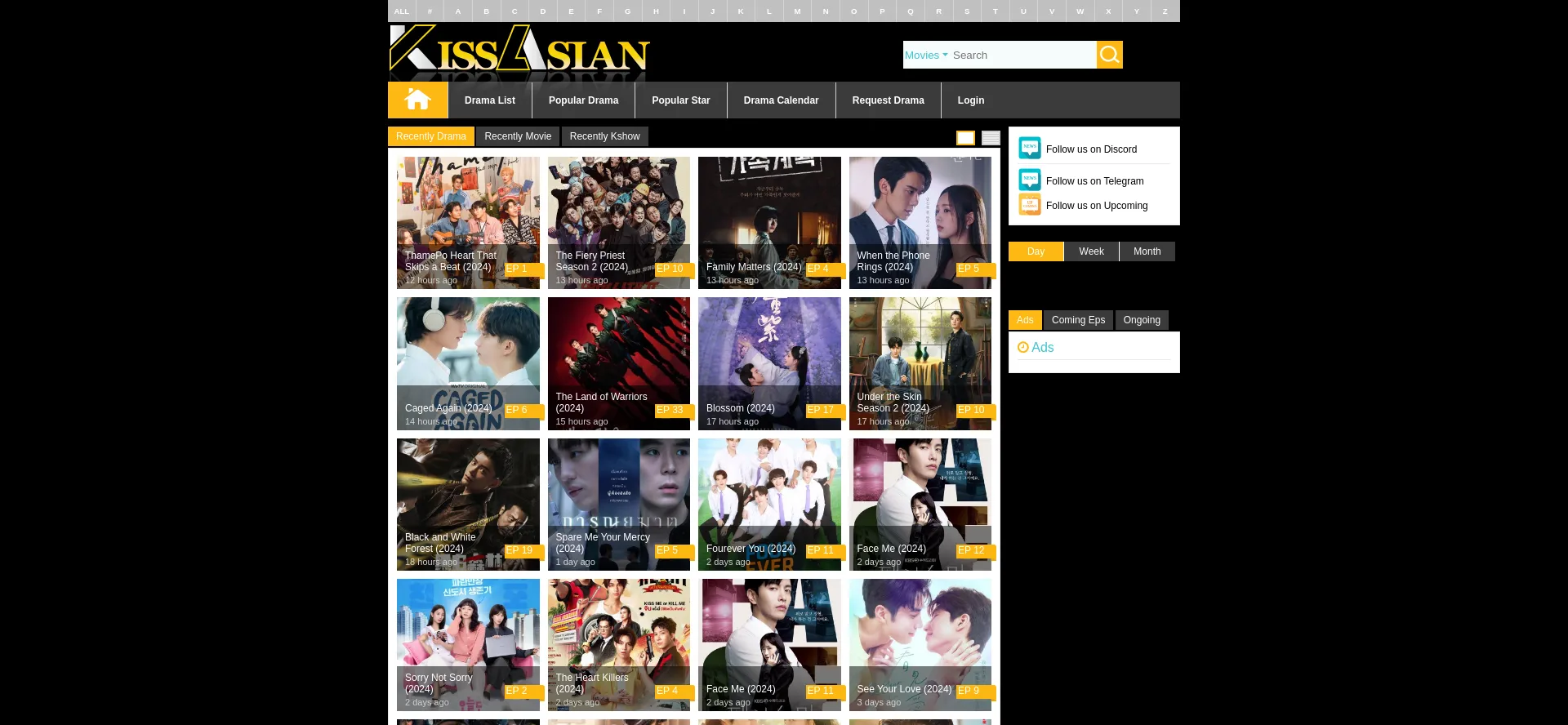 Website screenshot of Kissasian.com.lv