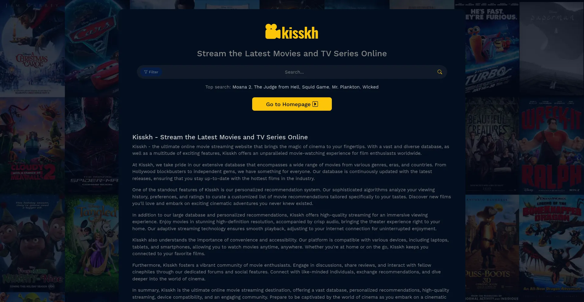 Website screenshot of Kisskh.cam