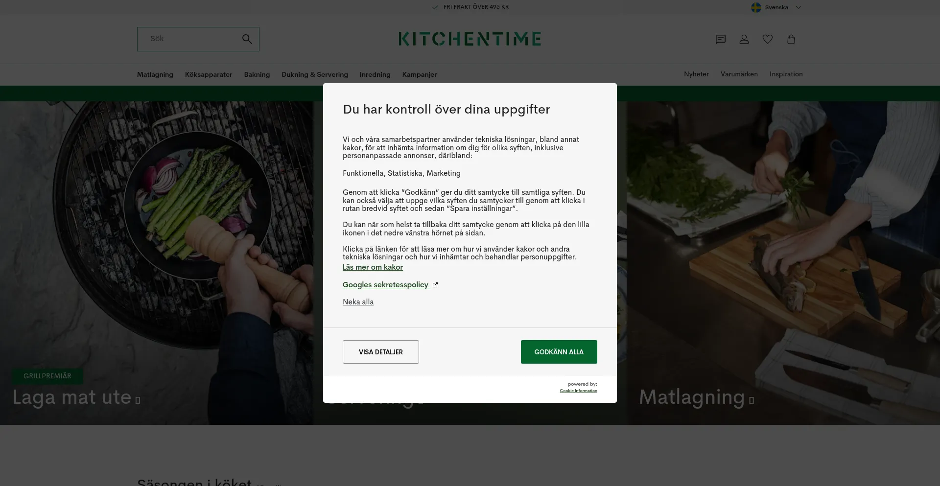 Website screenshot of Kitchentime.se