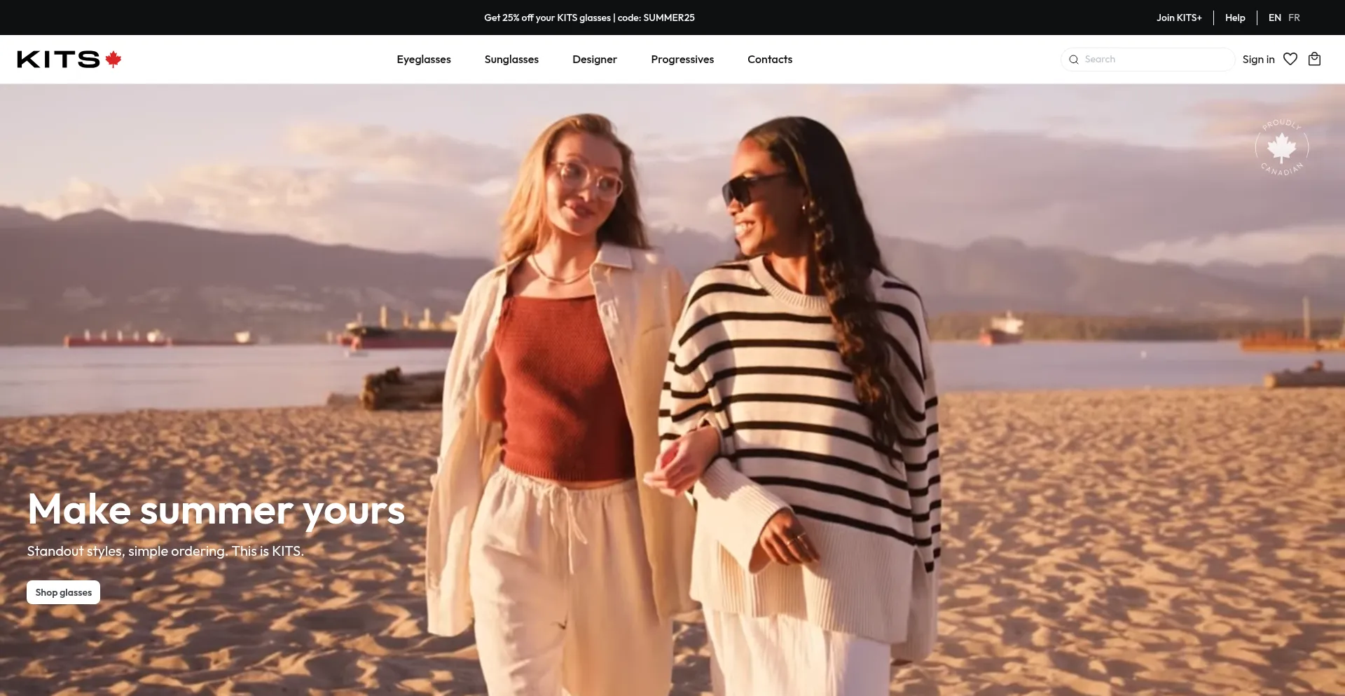 Website screenshot of Kits.ca