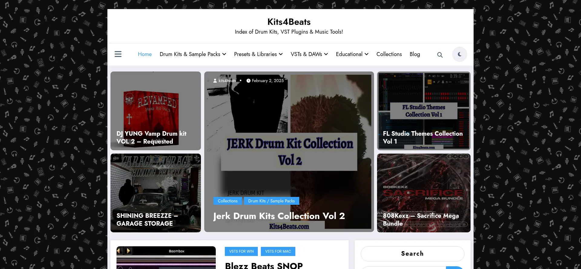 Website screenshot of Kits4beats.com