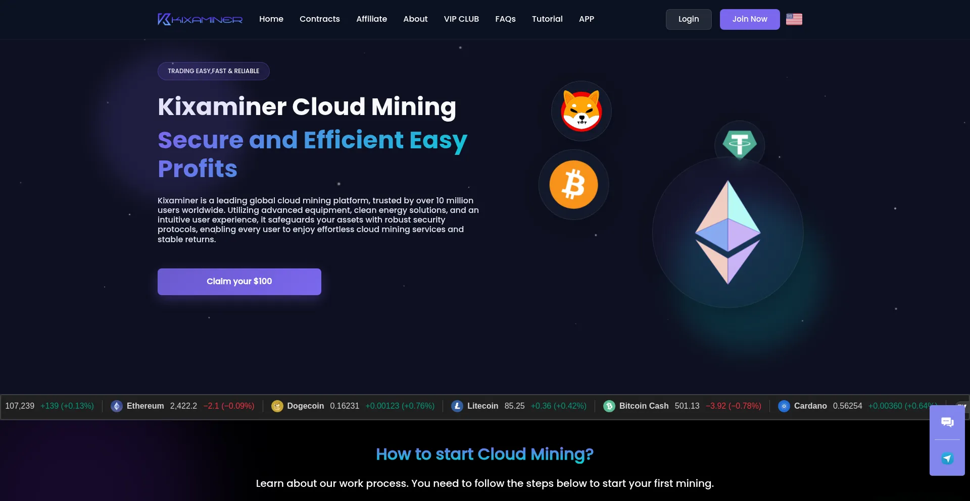 Website screenshot of Kixaminer.com