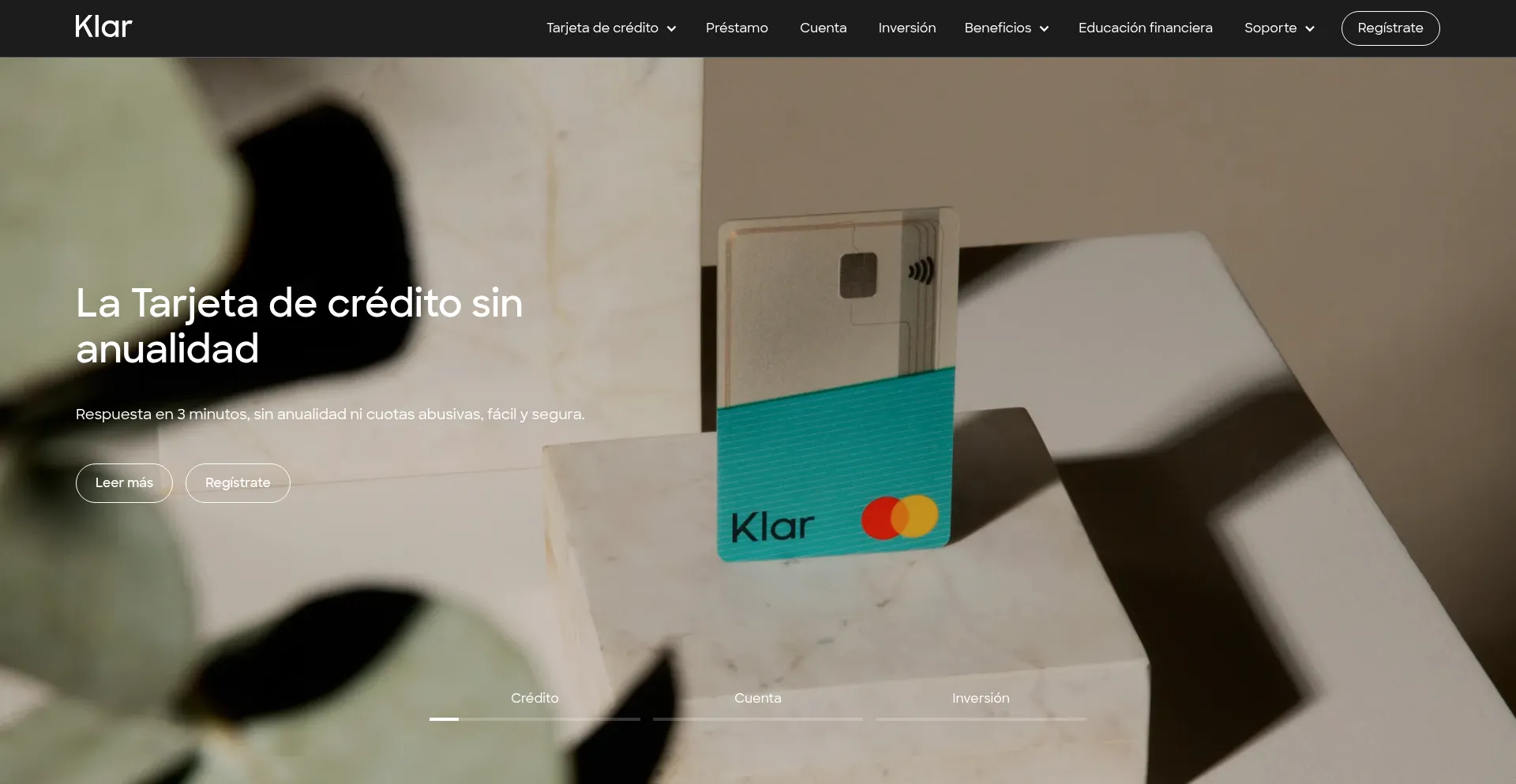 Website screenshot of Klar.mx