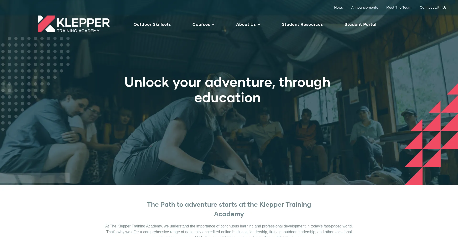 Website screenshot of Klepper.edu.au