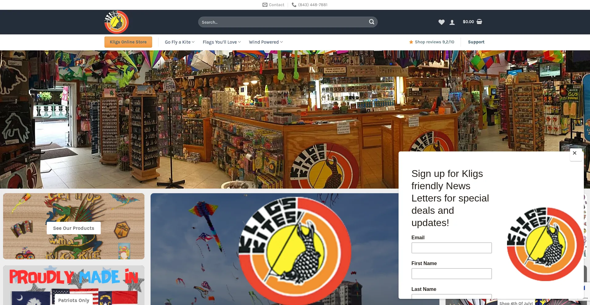 Website screenshot of Kligs.com