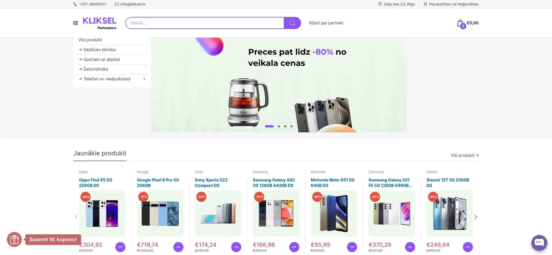 Website screenshot of Kliksel.lv