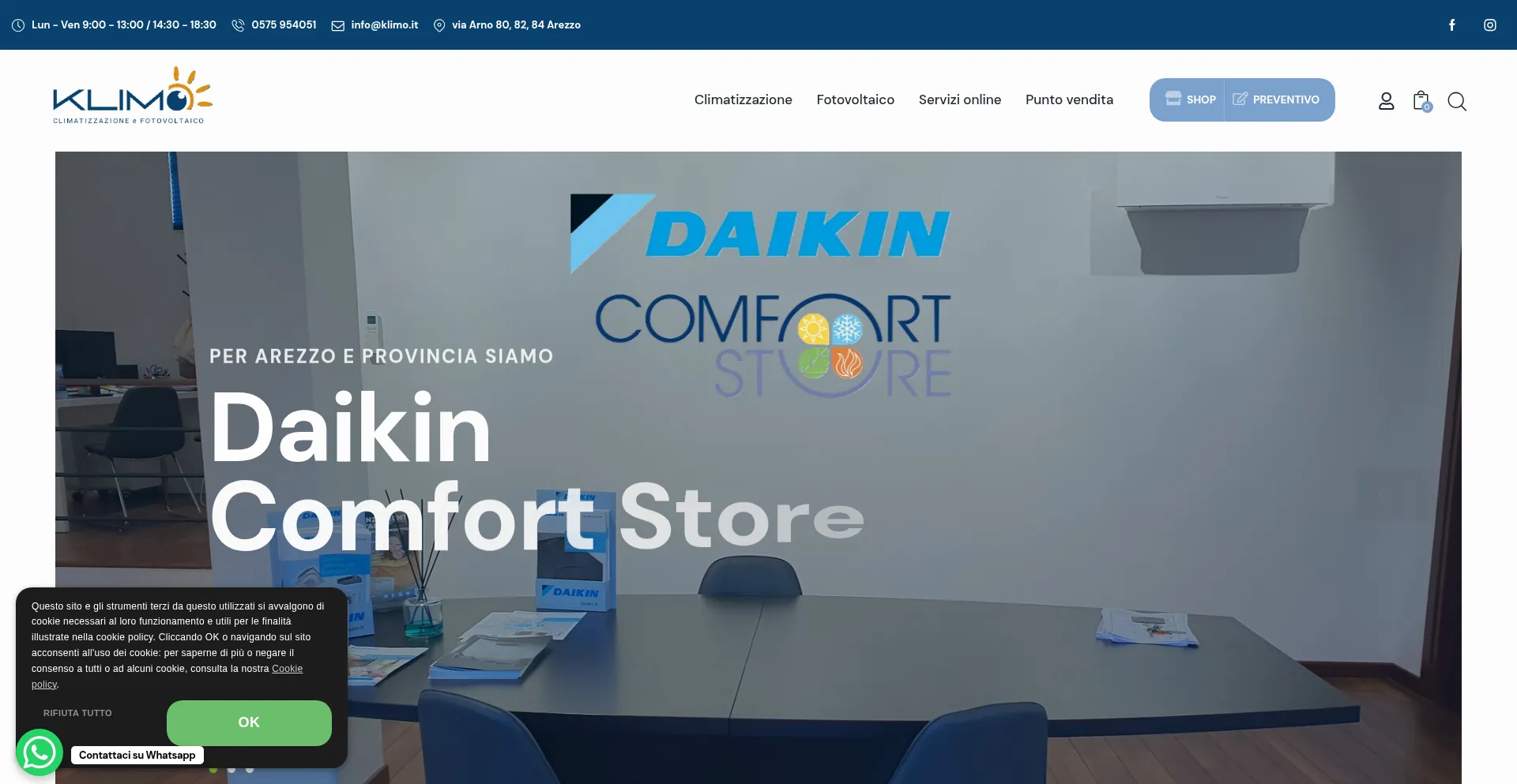 Website screenshot of Klimo.it