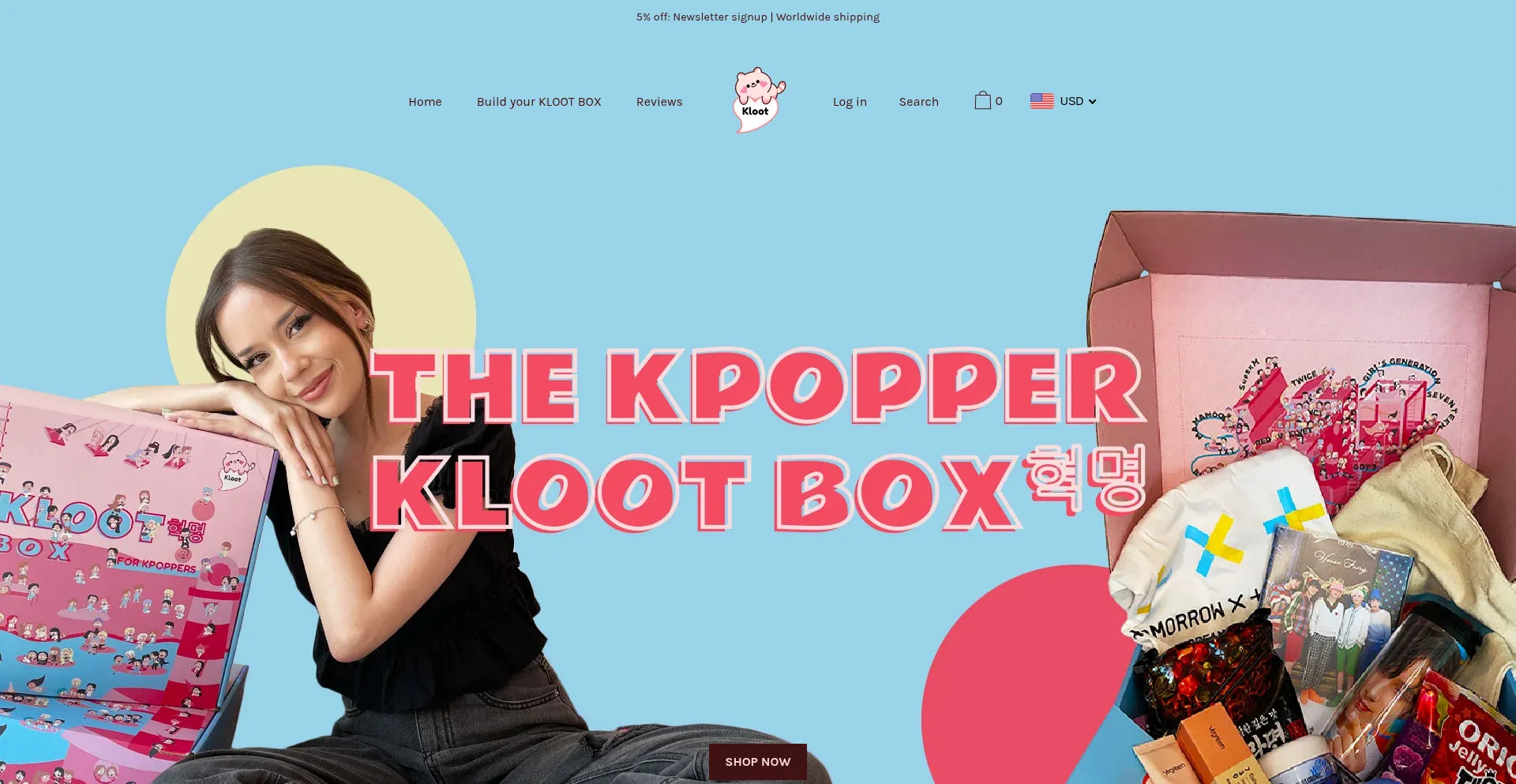 Website screenshot of Klootbox.com