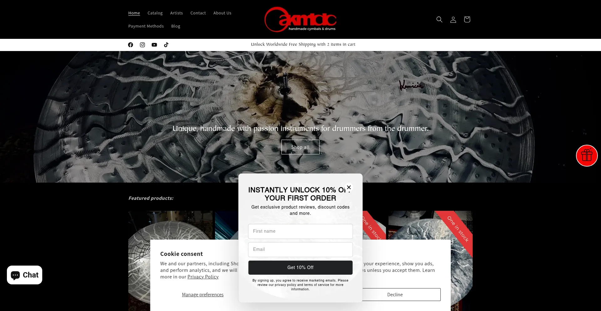 Website screenshot of Kmiciccymbals.com
