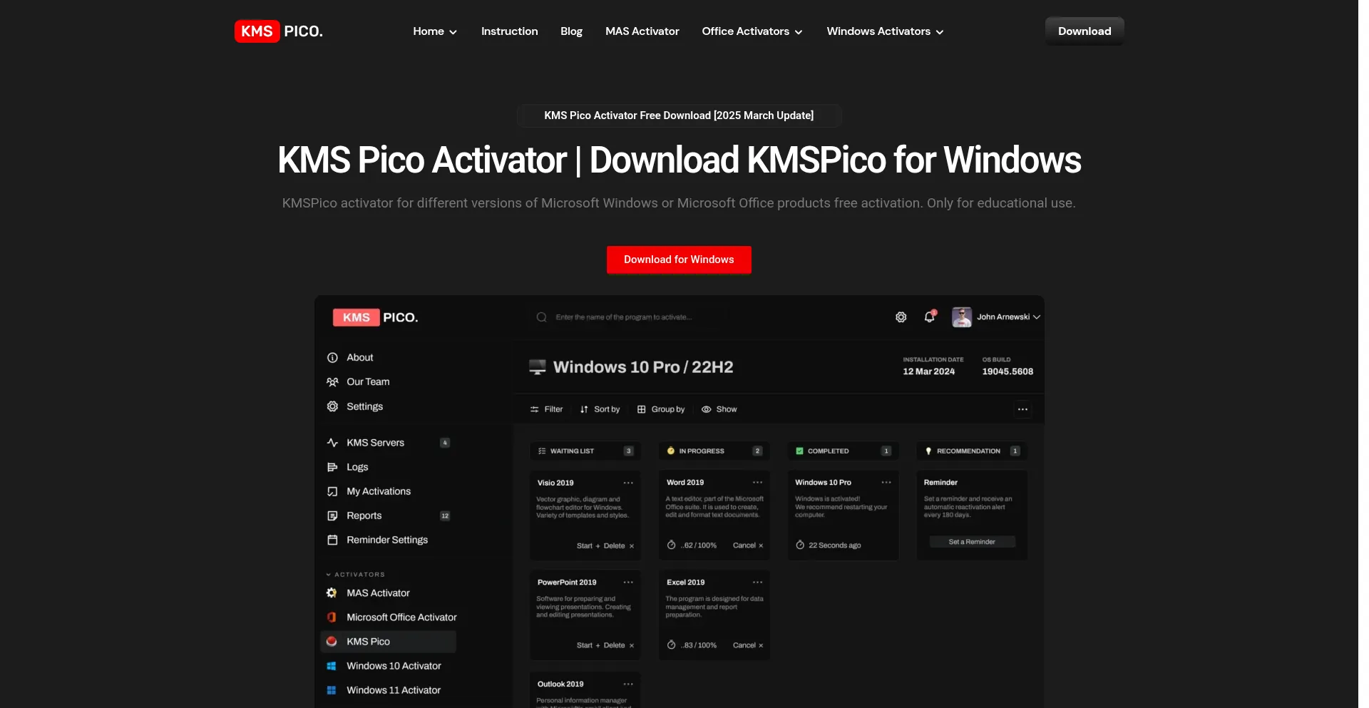 Website screenshot of Kms-full.com