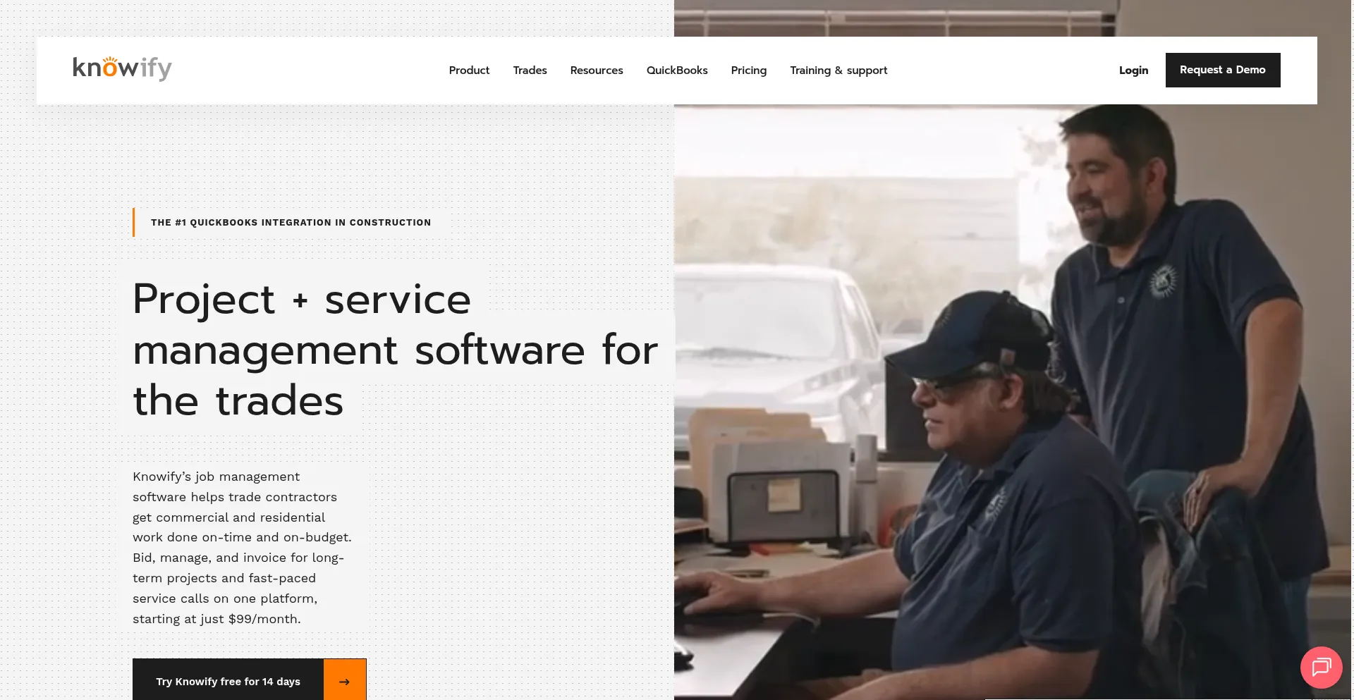 Website screenshot of Knowify.com