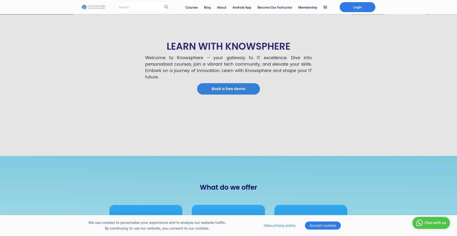 Website screenshot of Knowsphere.in