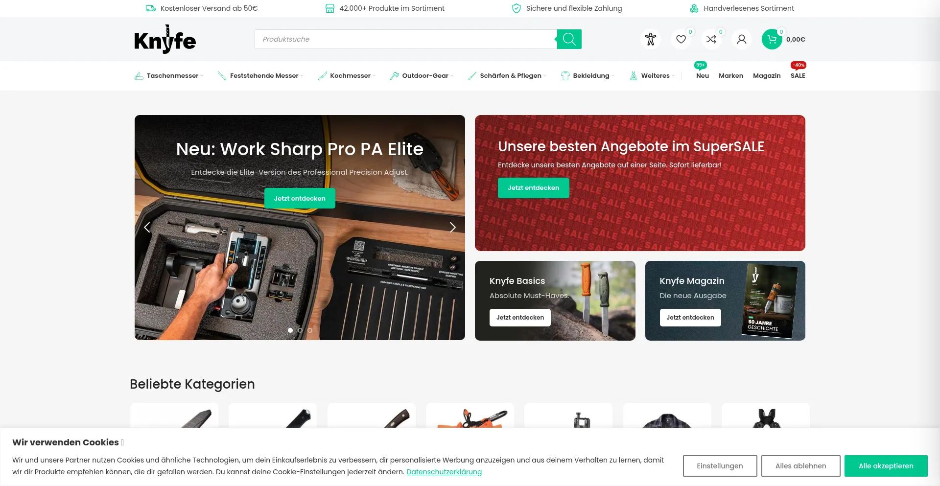 Website screenshot of Knyfe.de