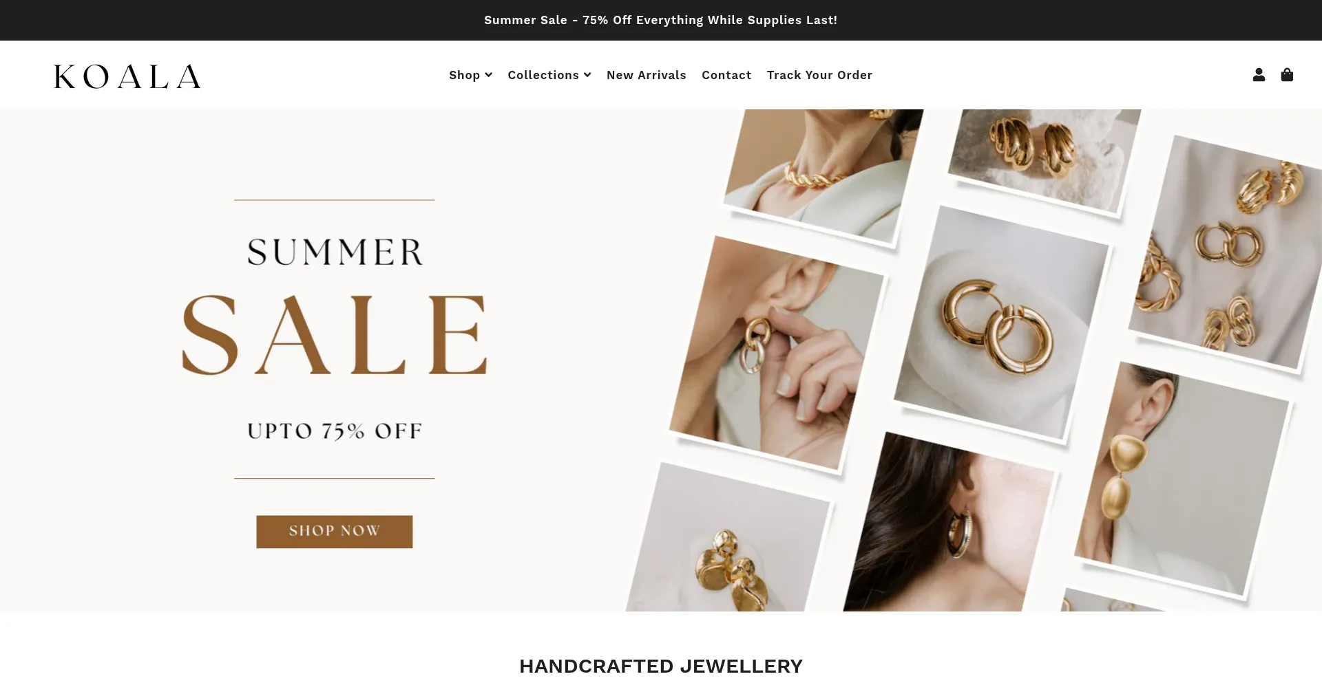 Website screenshot of Koalajewelsbrand.com