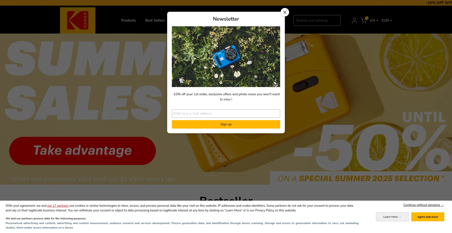 Website screenshot of Kodak.gtcie.com