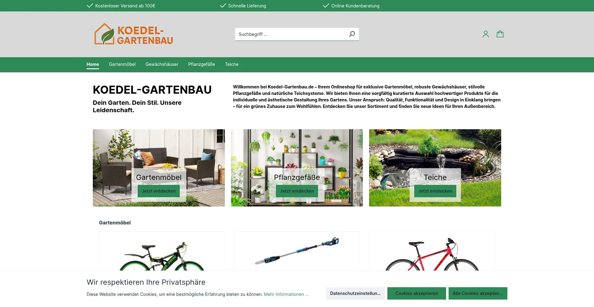 Website screenshot of Koedel-gartenbau.de