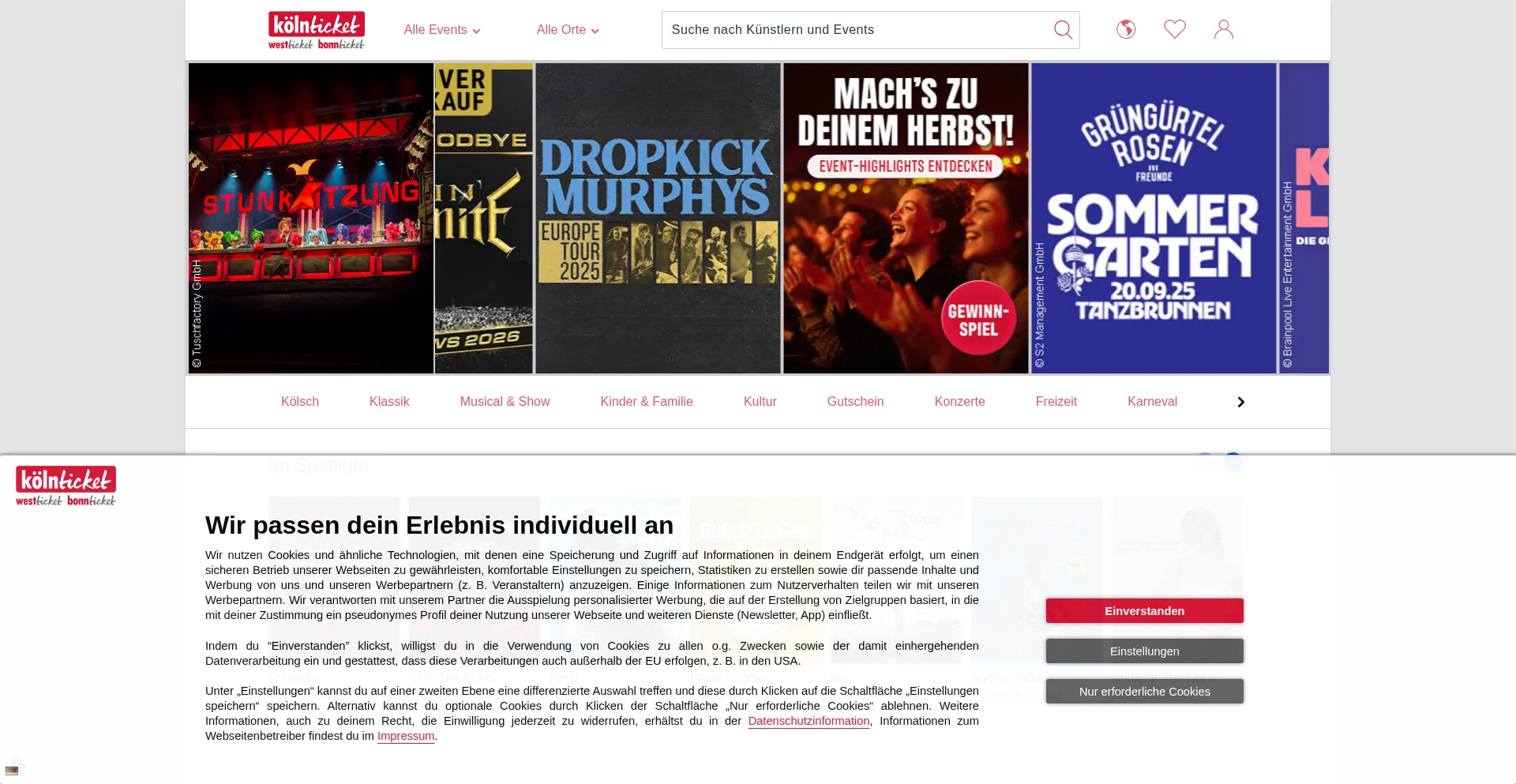 Koelnticket.de Screenshot