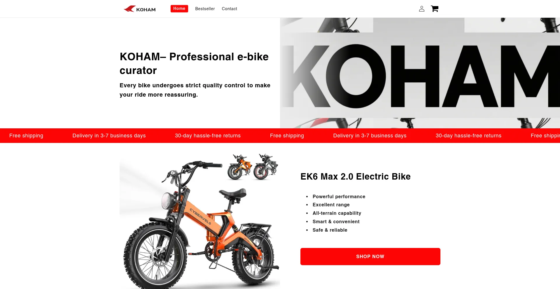 Website screenshot of Kohammower.shop