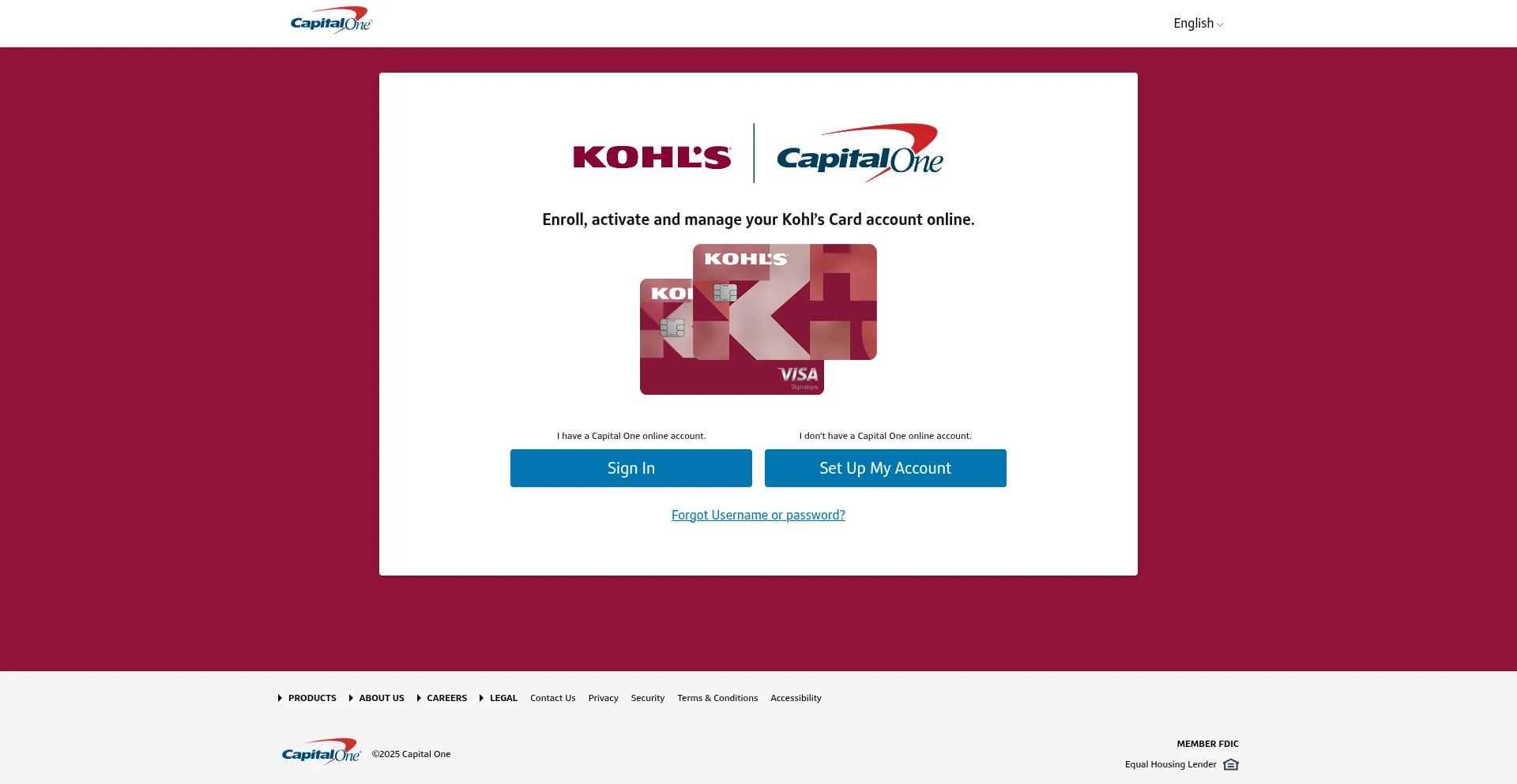 Kohls.capitalone.com Screenshot