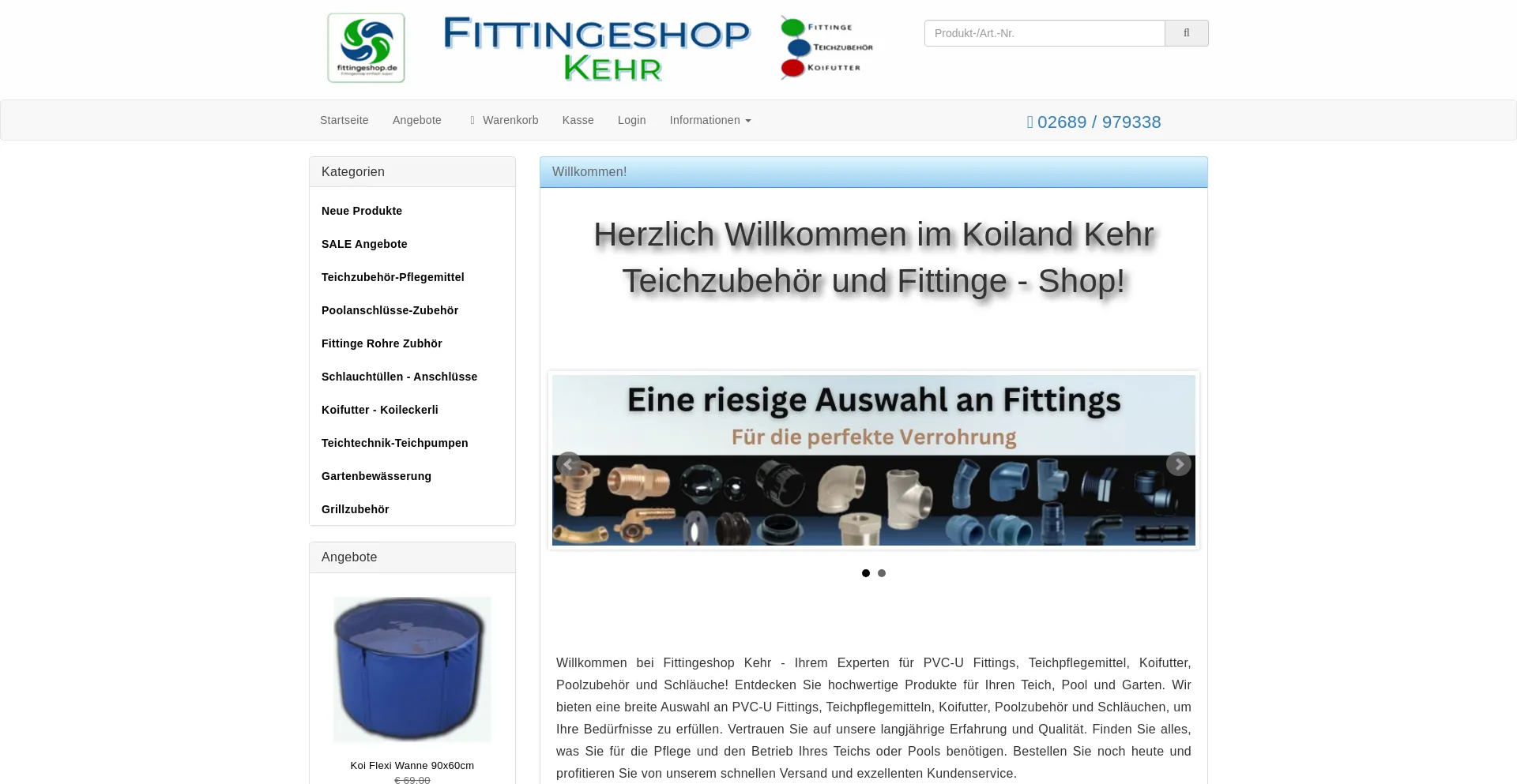 Website screenshot of Koiland-kehr-shop.de