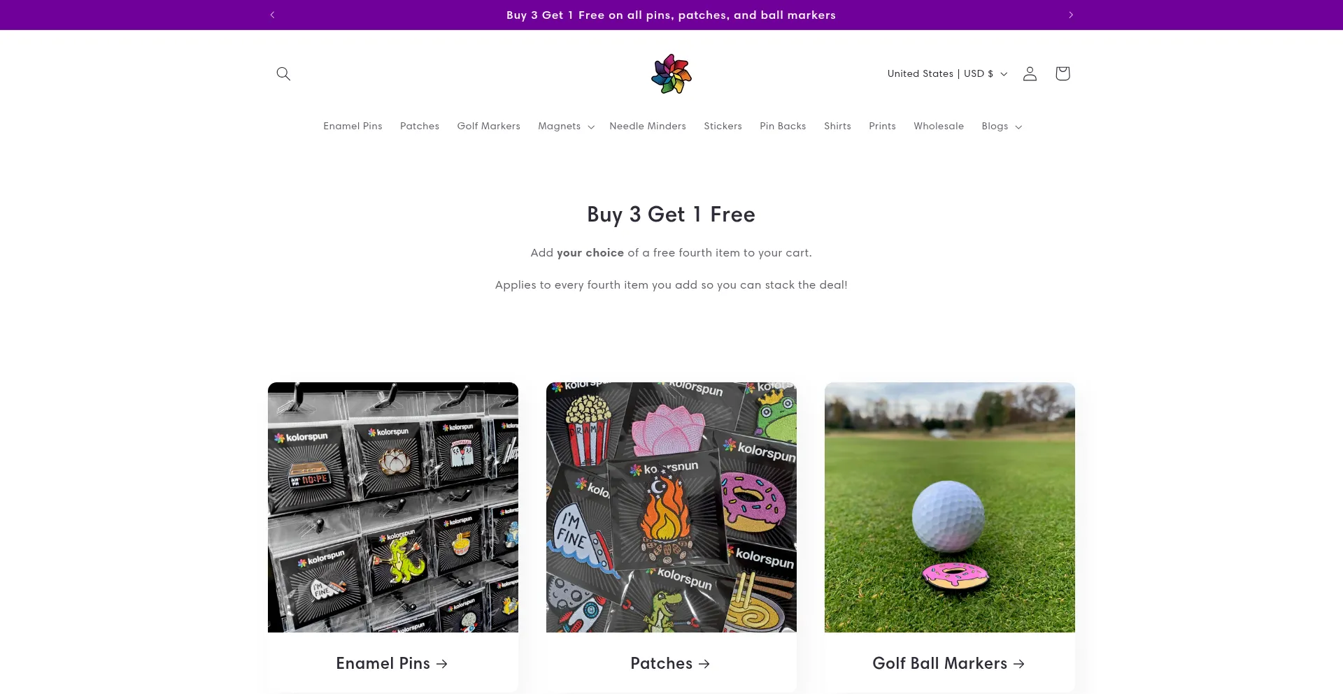 Website screenshot of Kolorspun.com