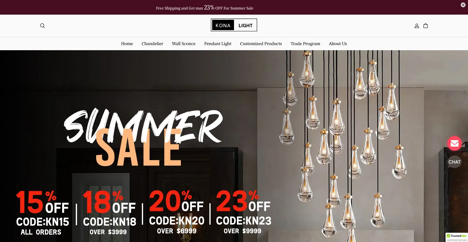 Website screenshot of Konalight.com