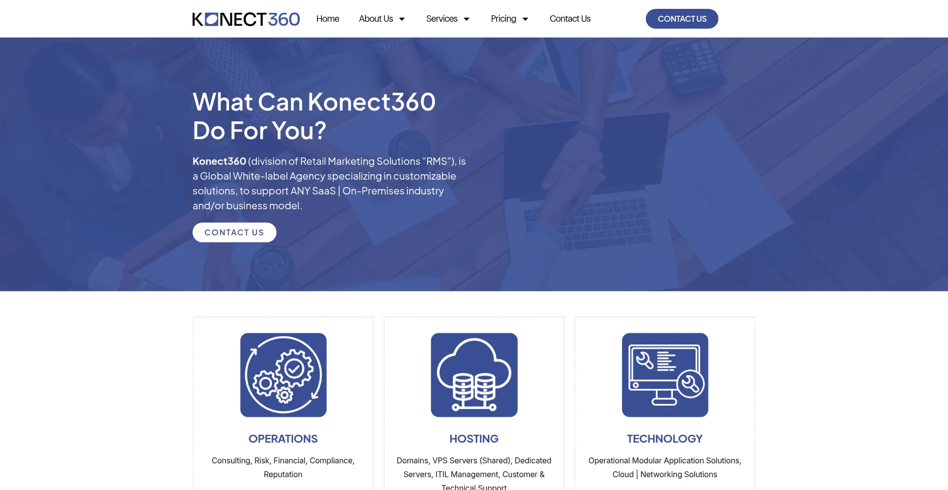 Website screenshot of Konect360.com