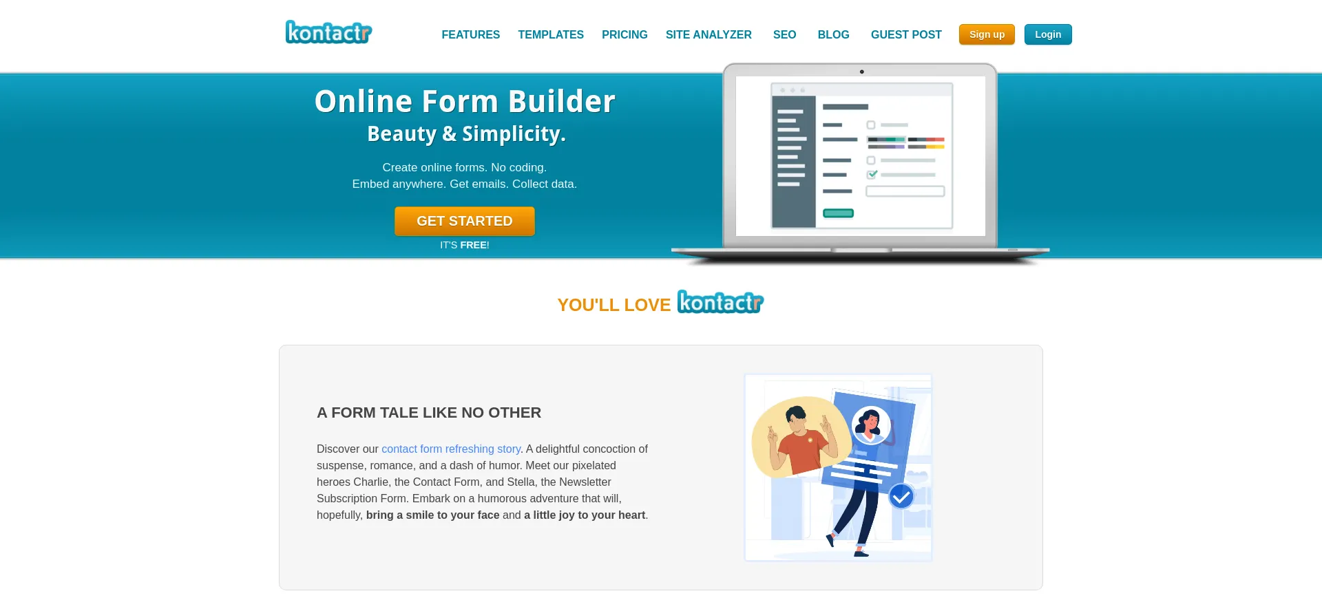 Website screenshot of Kontactr.com