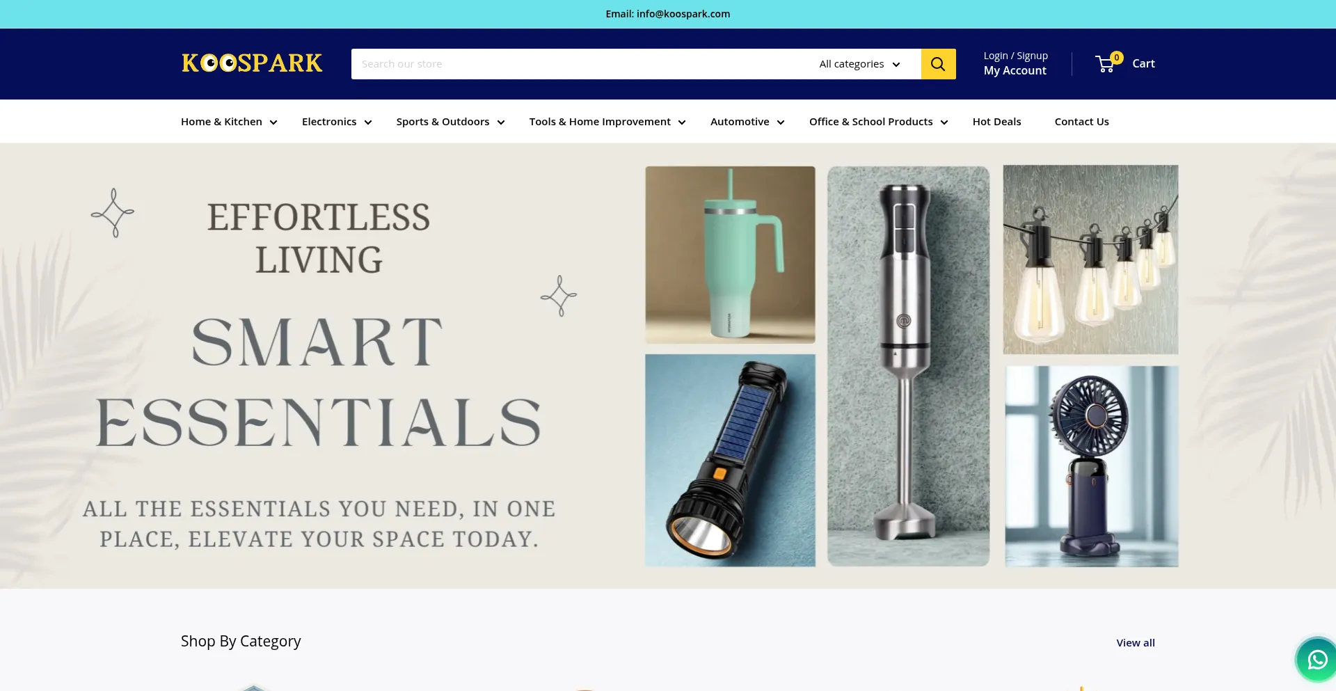 Website screenshot of Koospark.com