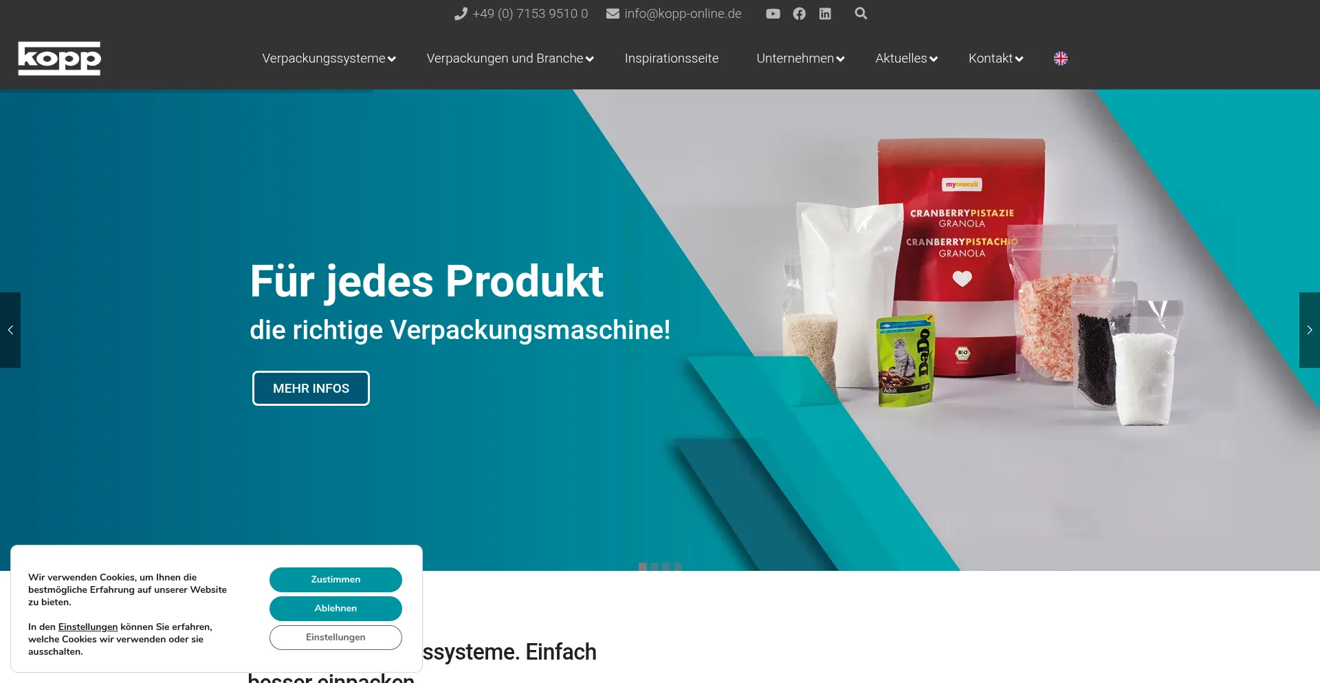Website screenshot of Kopp-online.de