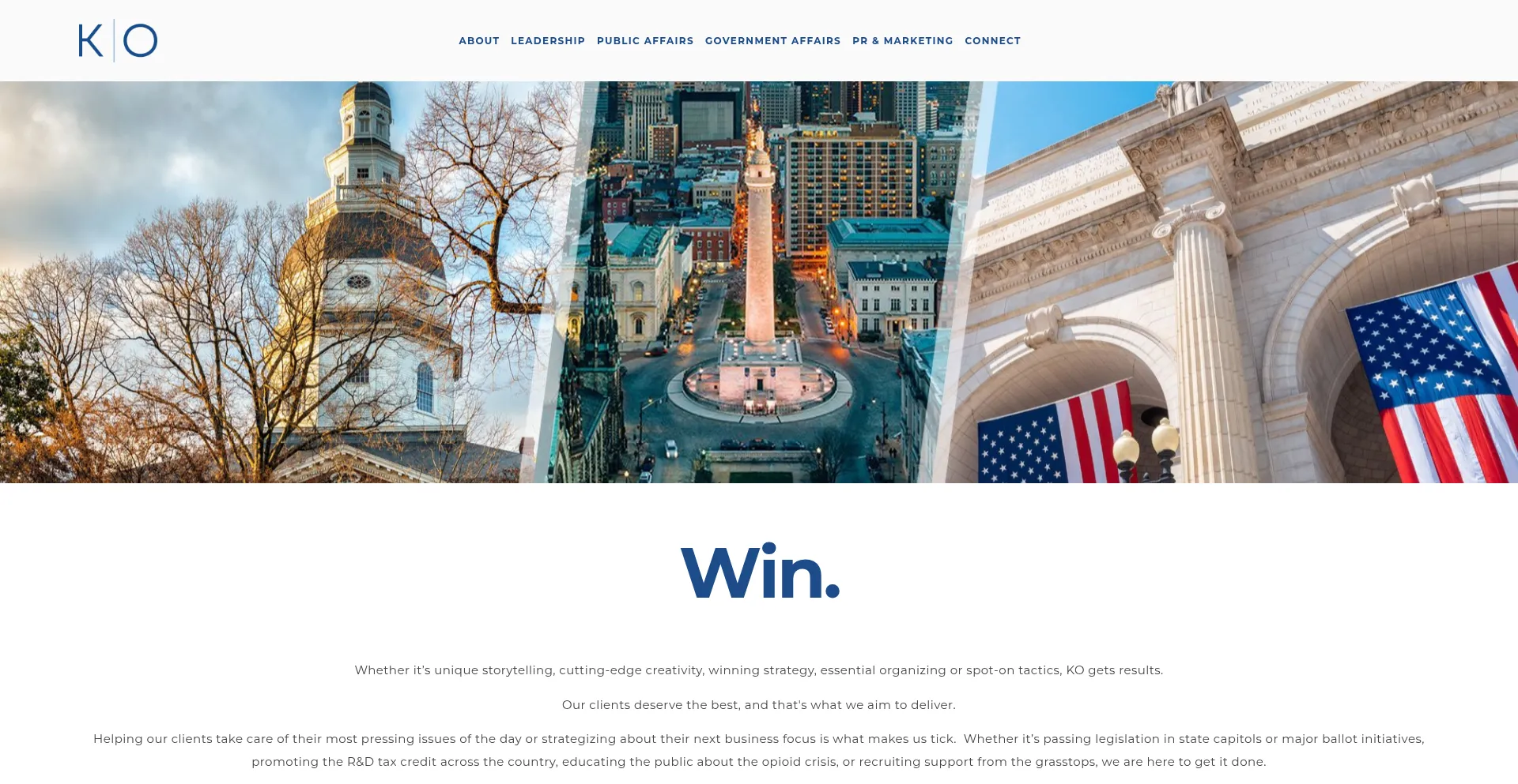 Website screenshot of Kopublicaffairs.com