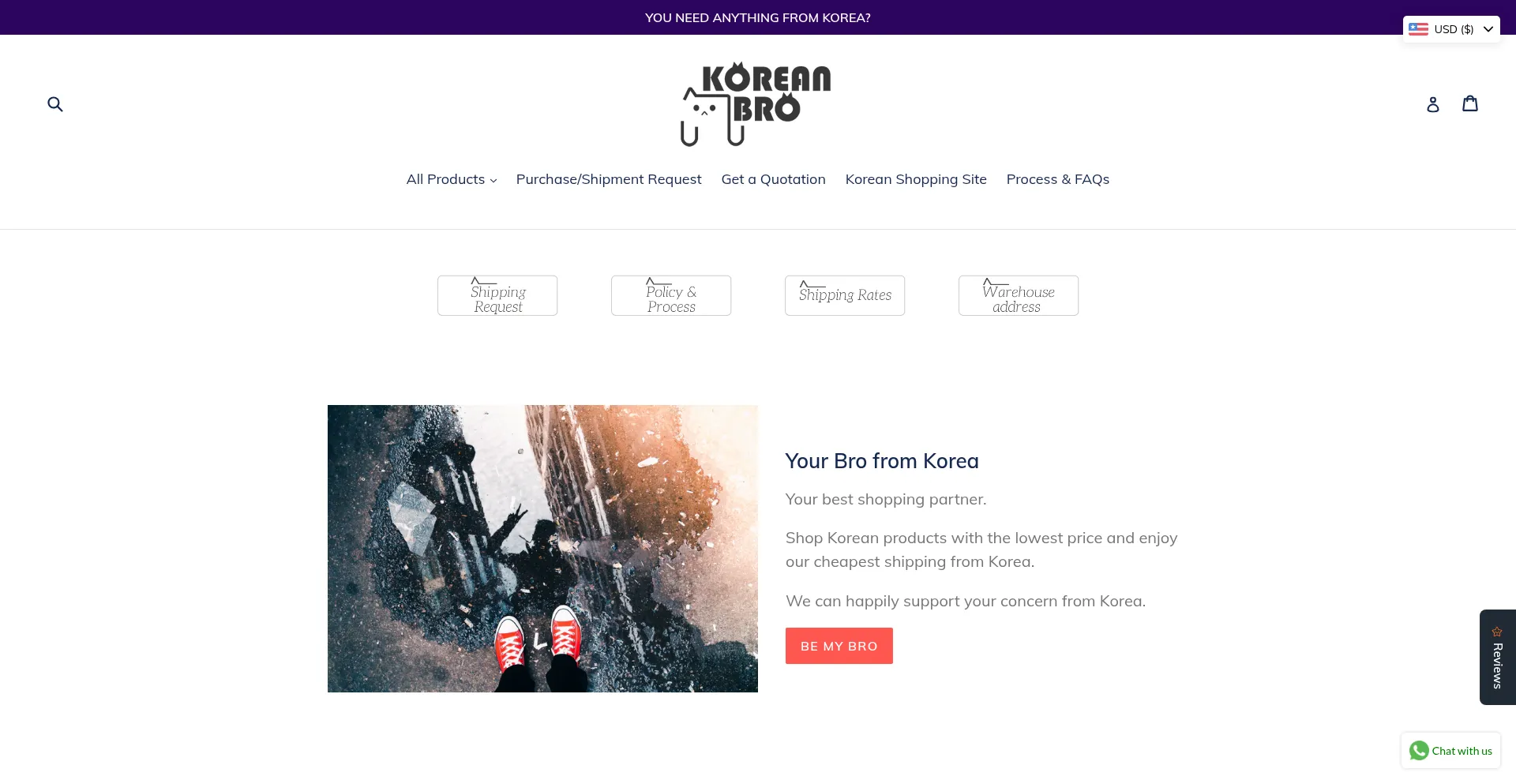 Website screenshot of Koreanbro.com