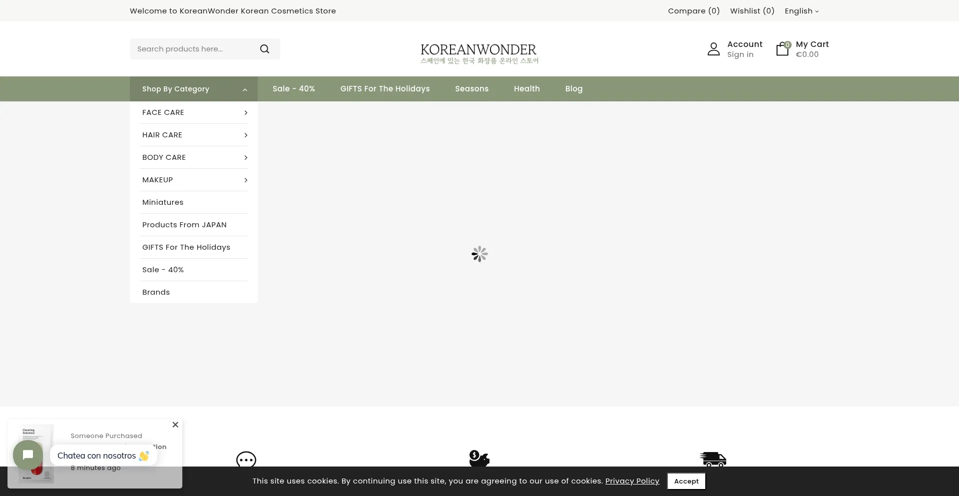 Website screenshot of Koreanwonder.com