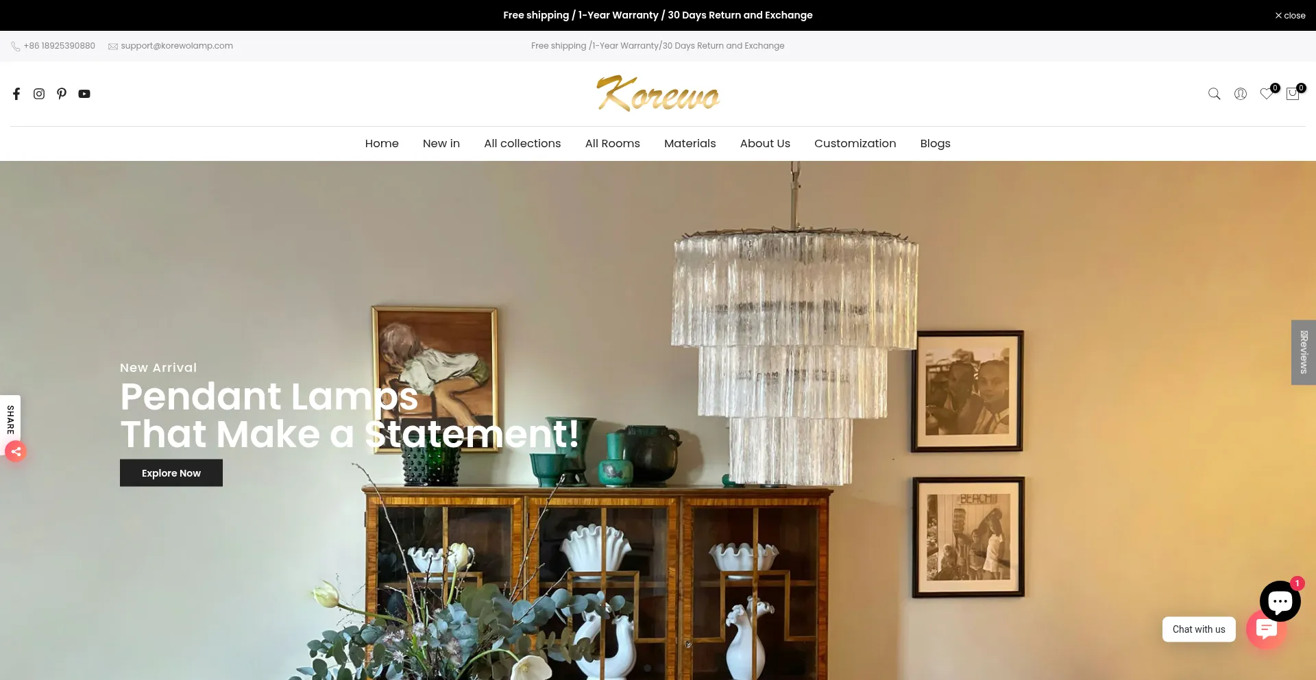 Website screenshot of Korewolamp.com