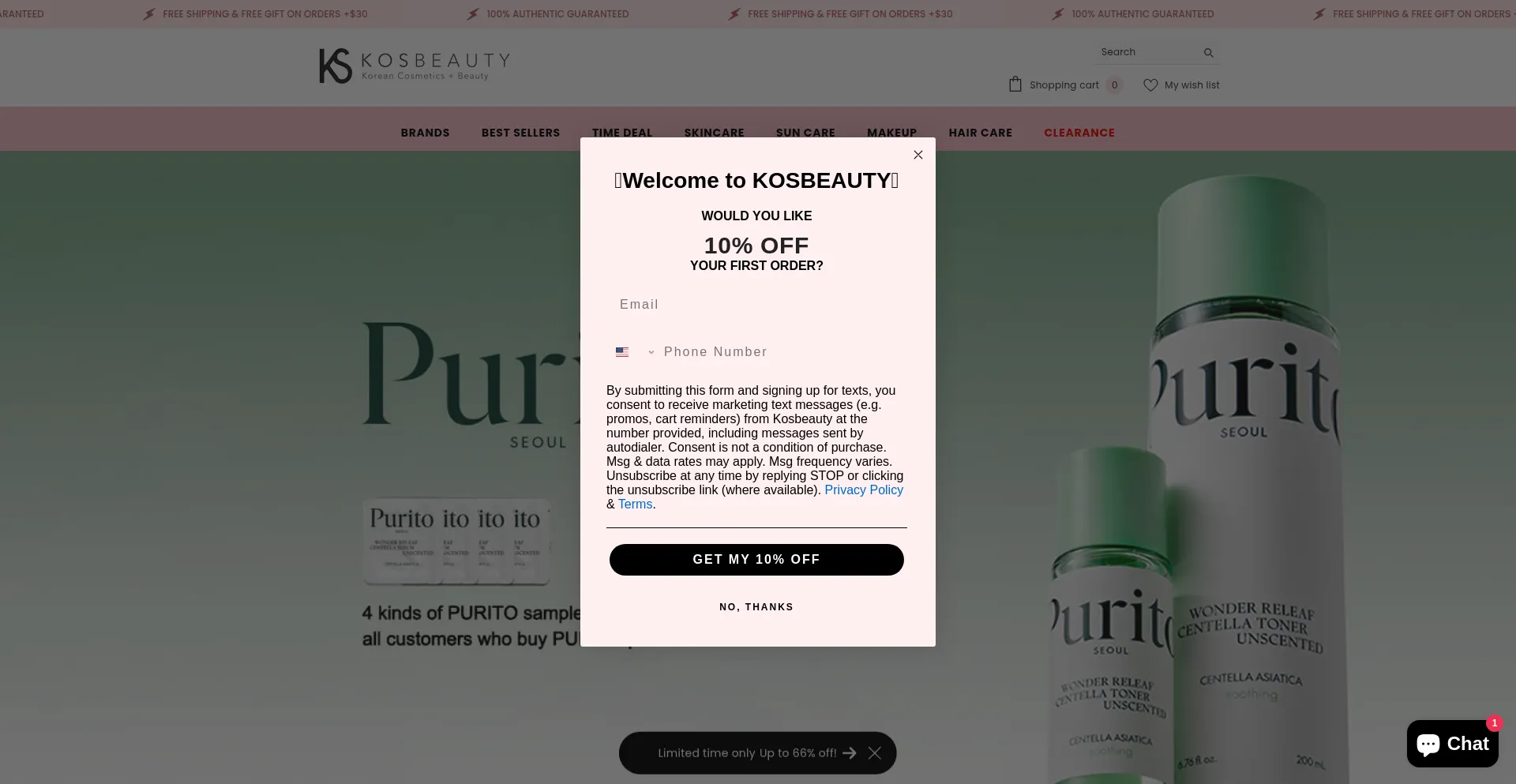 Website screenshot of Kosbeauty.com