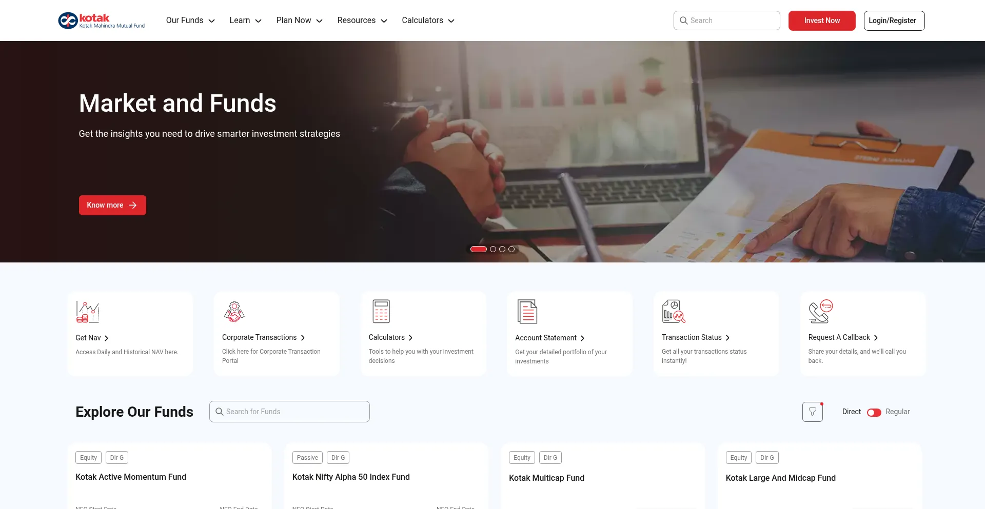 Website screenshot of Kotakmf.com