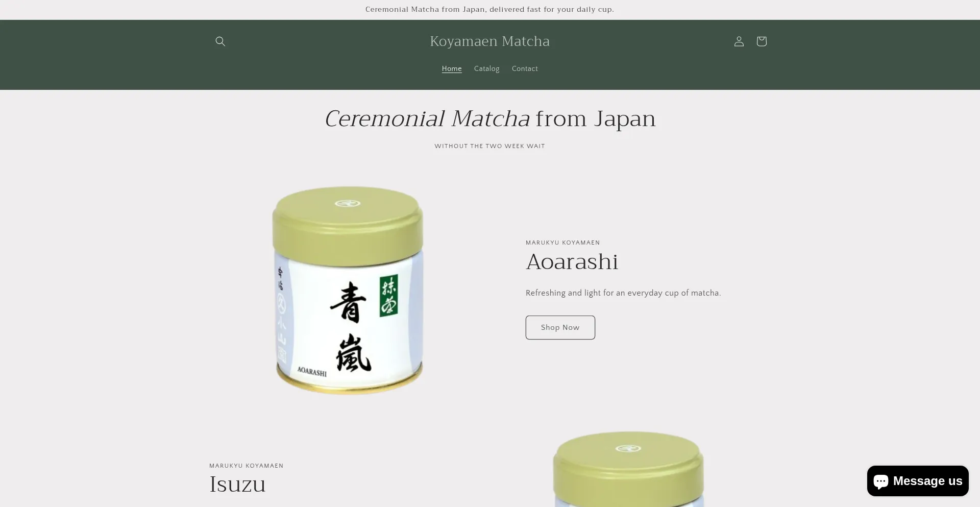 Website screenshot of Koyamaenmatcha.com