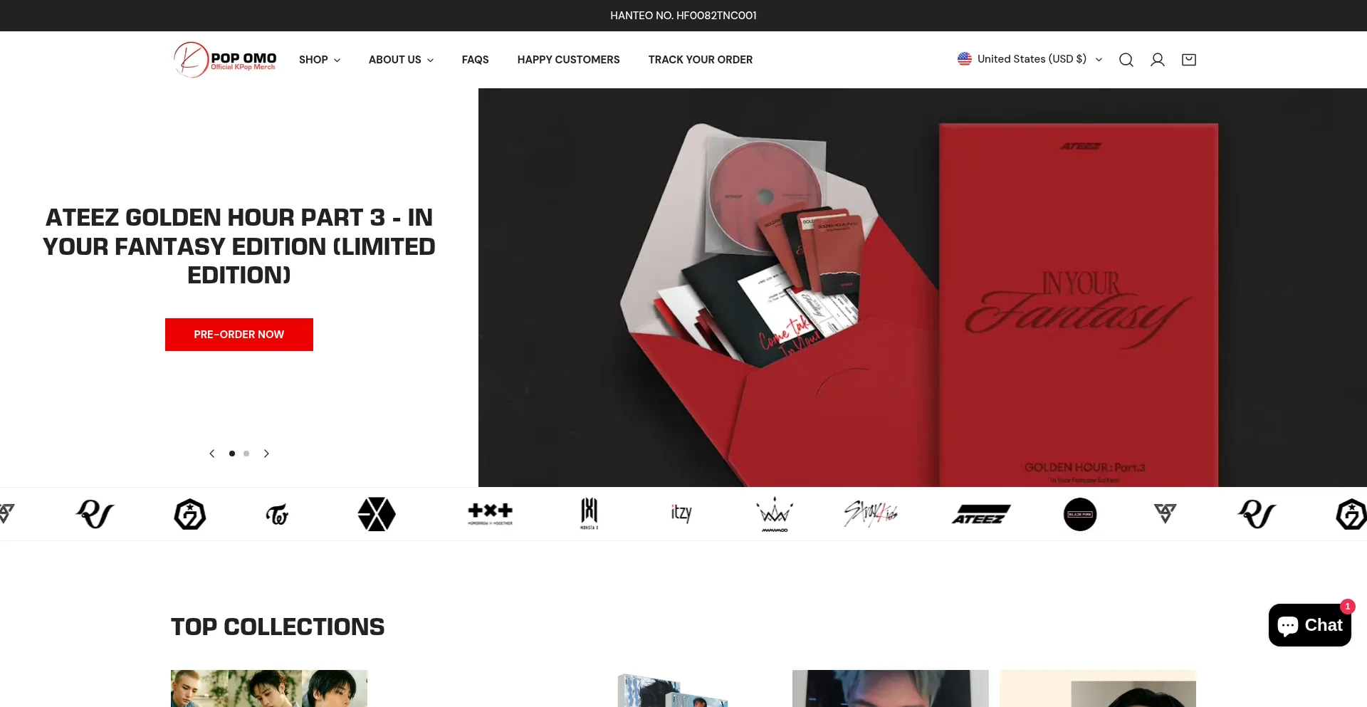 Website screenshot of Kpopomo.shop