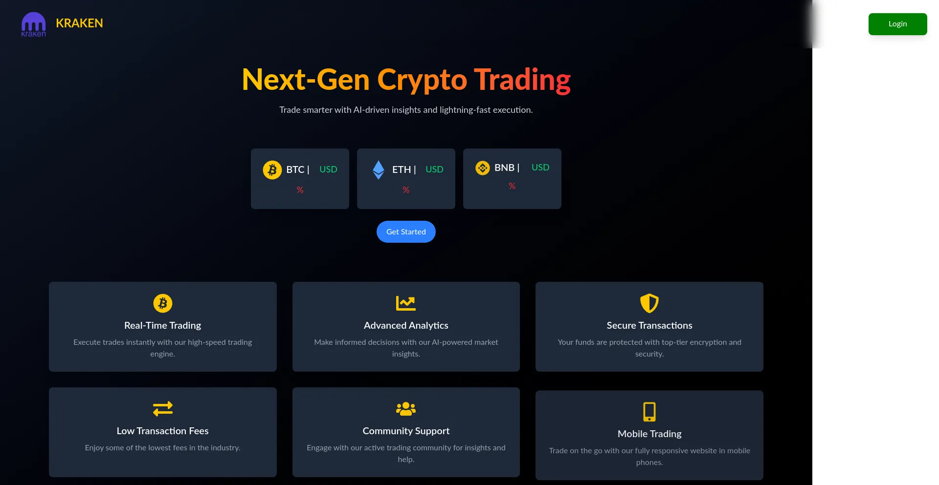 Website screenshot of Kra-ken-trade.com